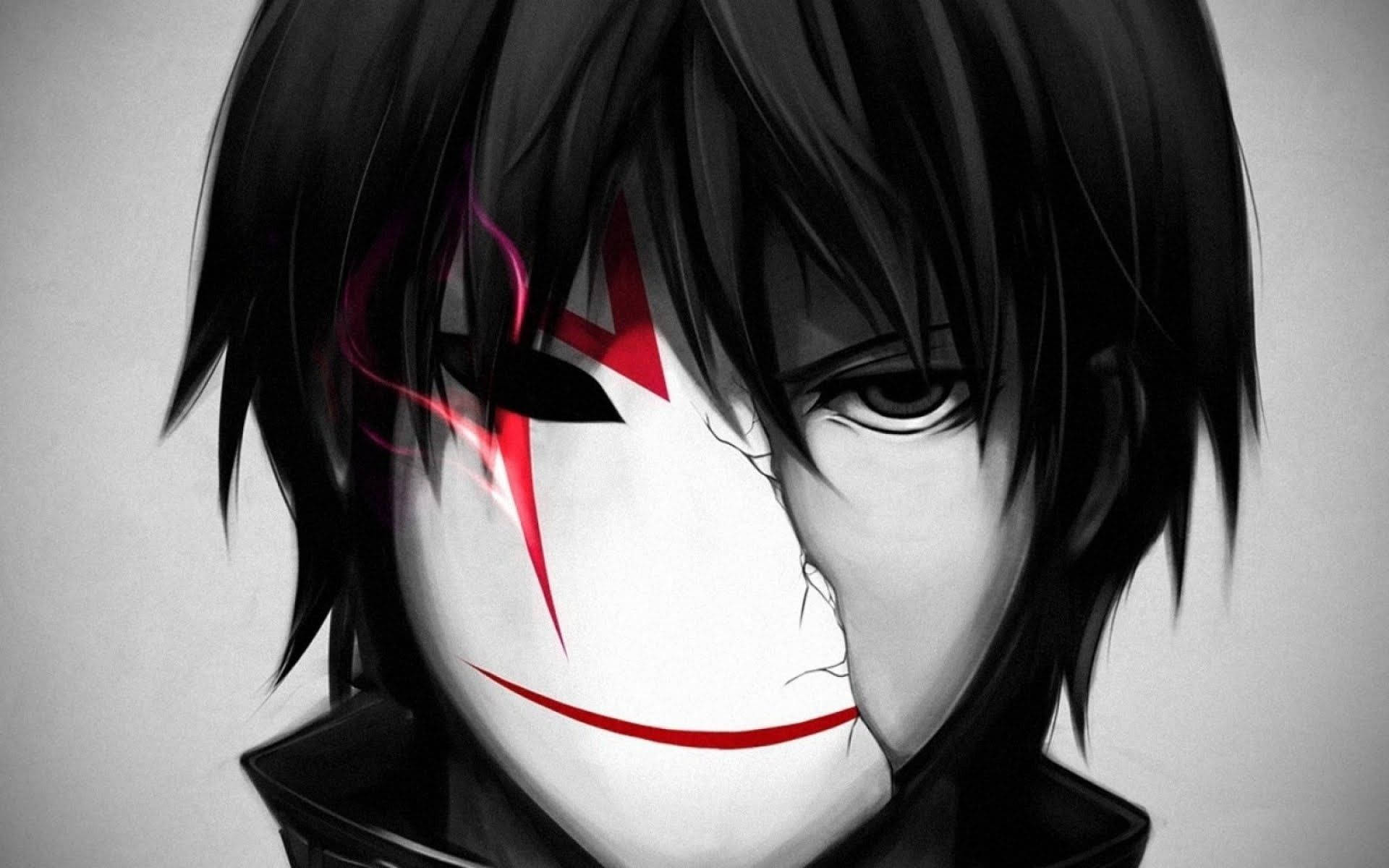 Sort og hvid anime-dreng med maske Wallpapers