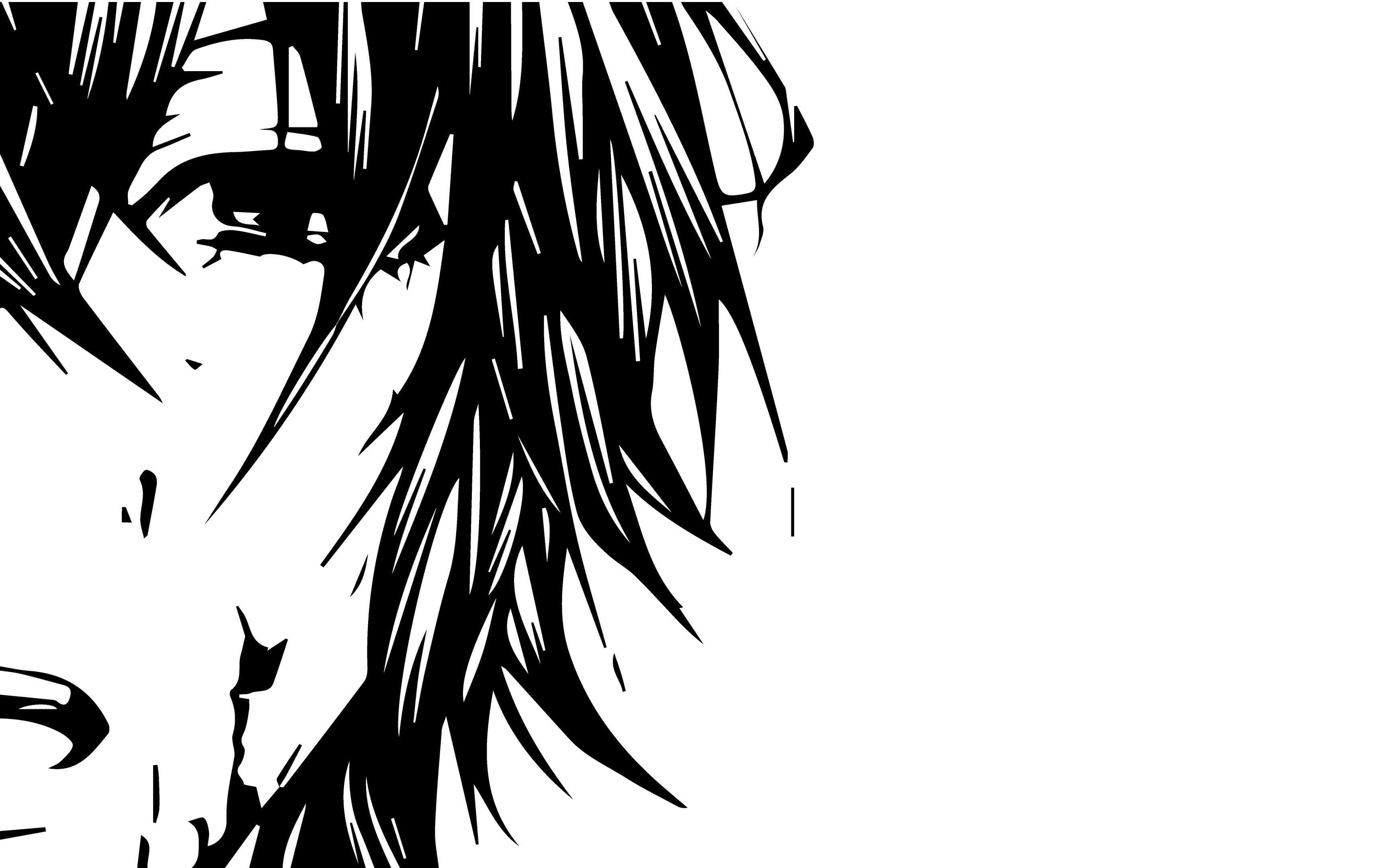 Sort og hvid anime-karakterbaggrund Wallpapers