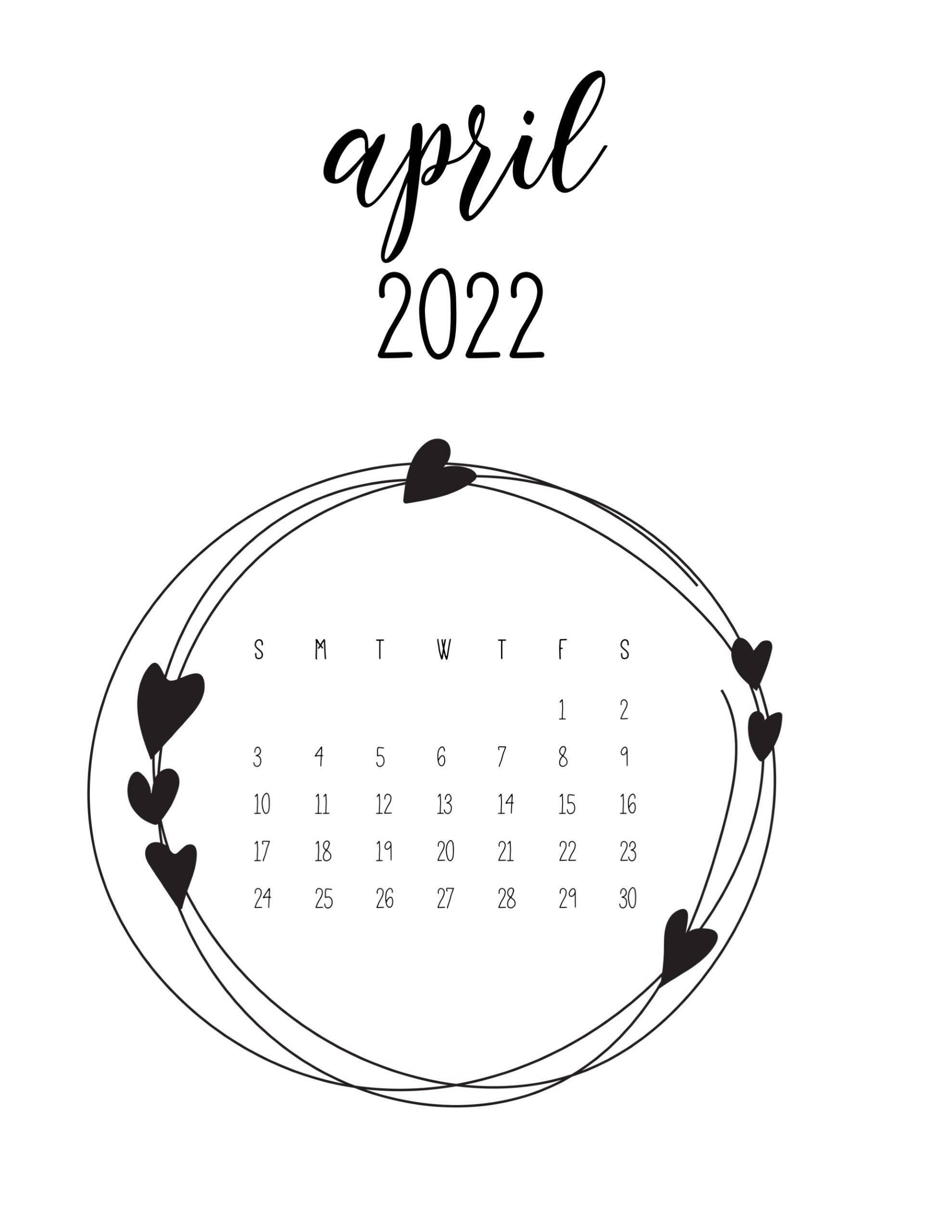 Sort og hvid april 2022 kalender Wallpapers