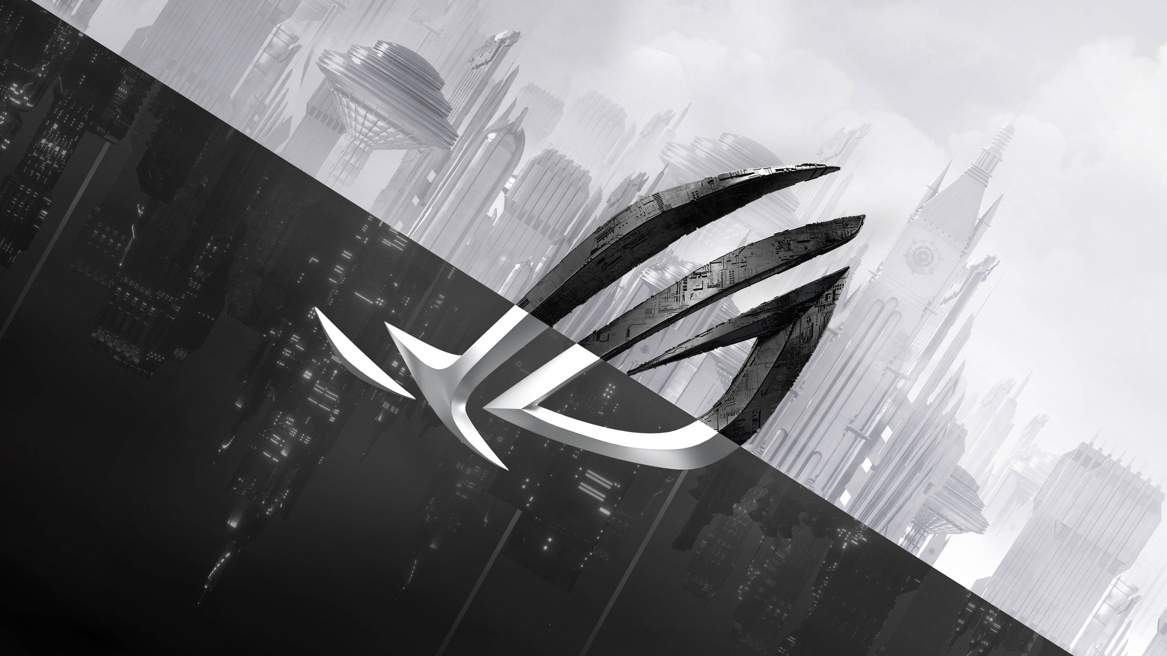 Sort og hvid Asus ROG gaming laptop logo Wallpapers