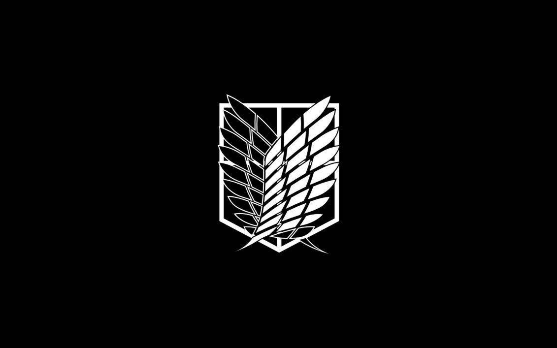 Sort og hvid Attack on Titan-logo Wallpapers