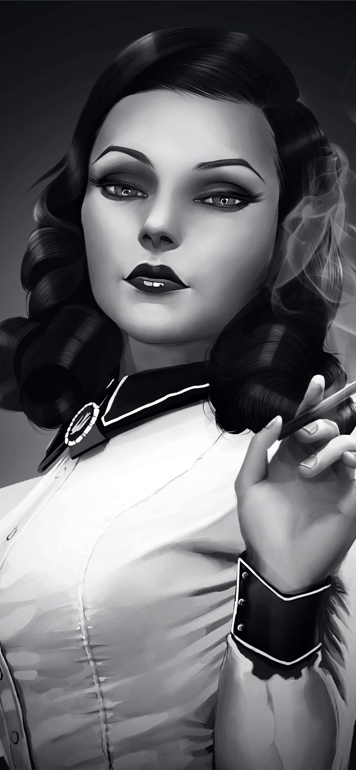 Sort og Hvid iPhone Xs Max Bioshock Infinite Baggrund Wallpapers