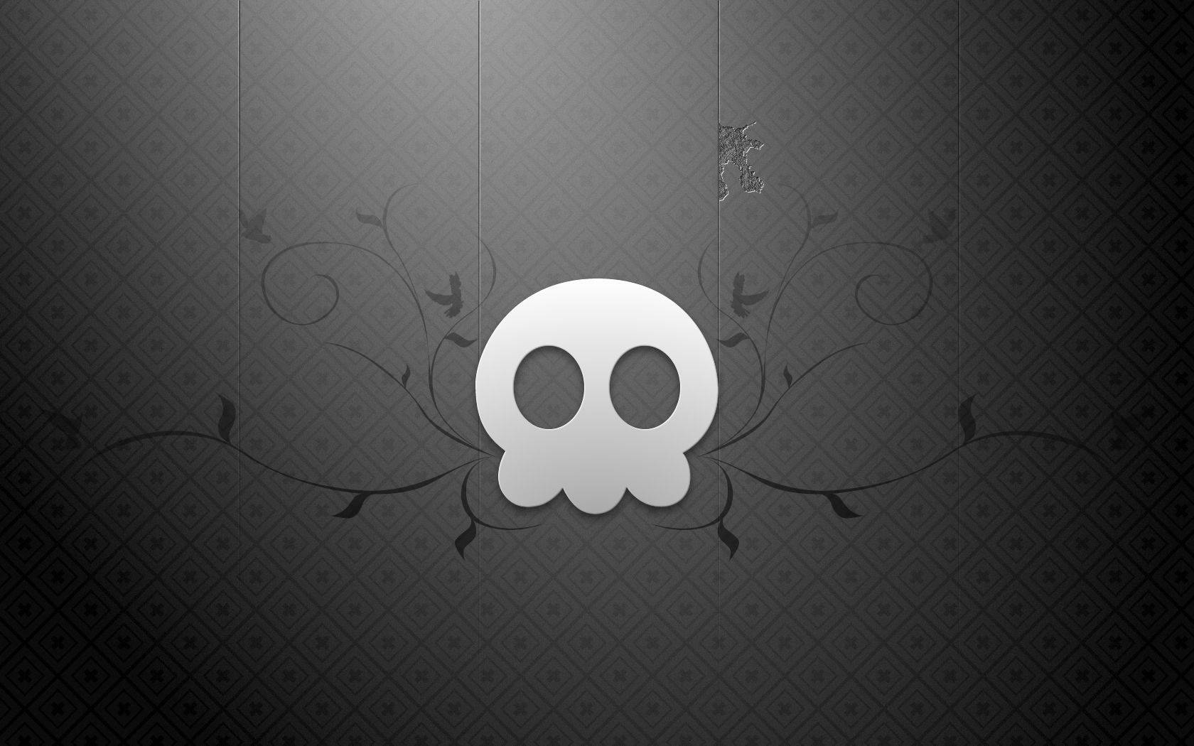 Baggrundsbillede med sort og hvid kranie-fanart — Sort Wallpapers