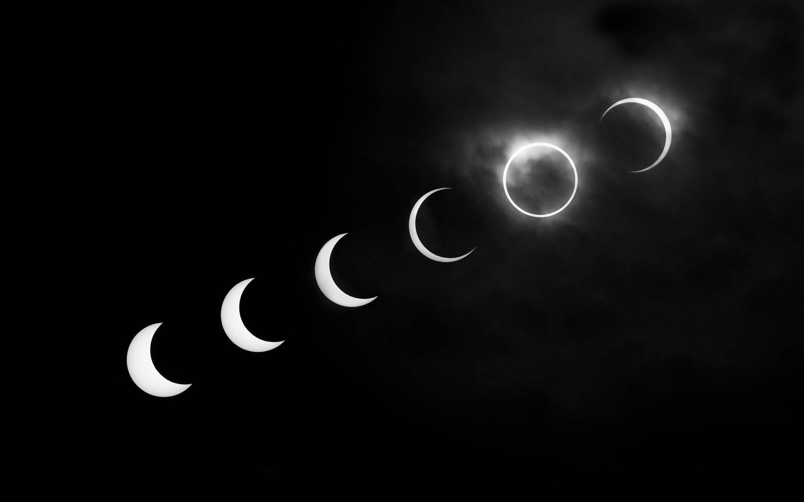Sort og hvid æstetisk månefaser solformørkelse Wallpapers