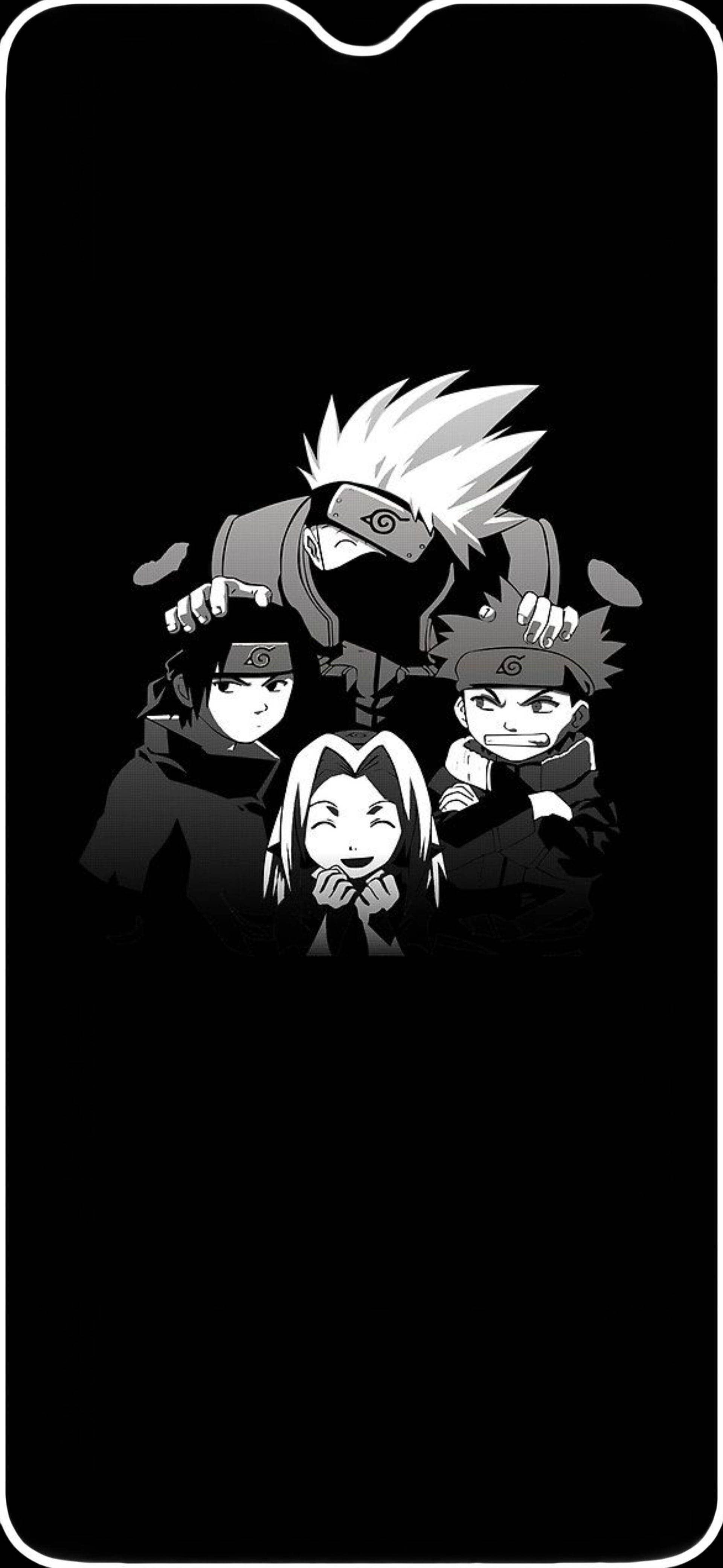 Sort og hvid Team 7 Naruto iPhone Wallpapers