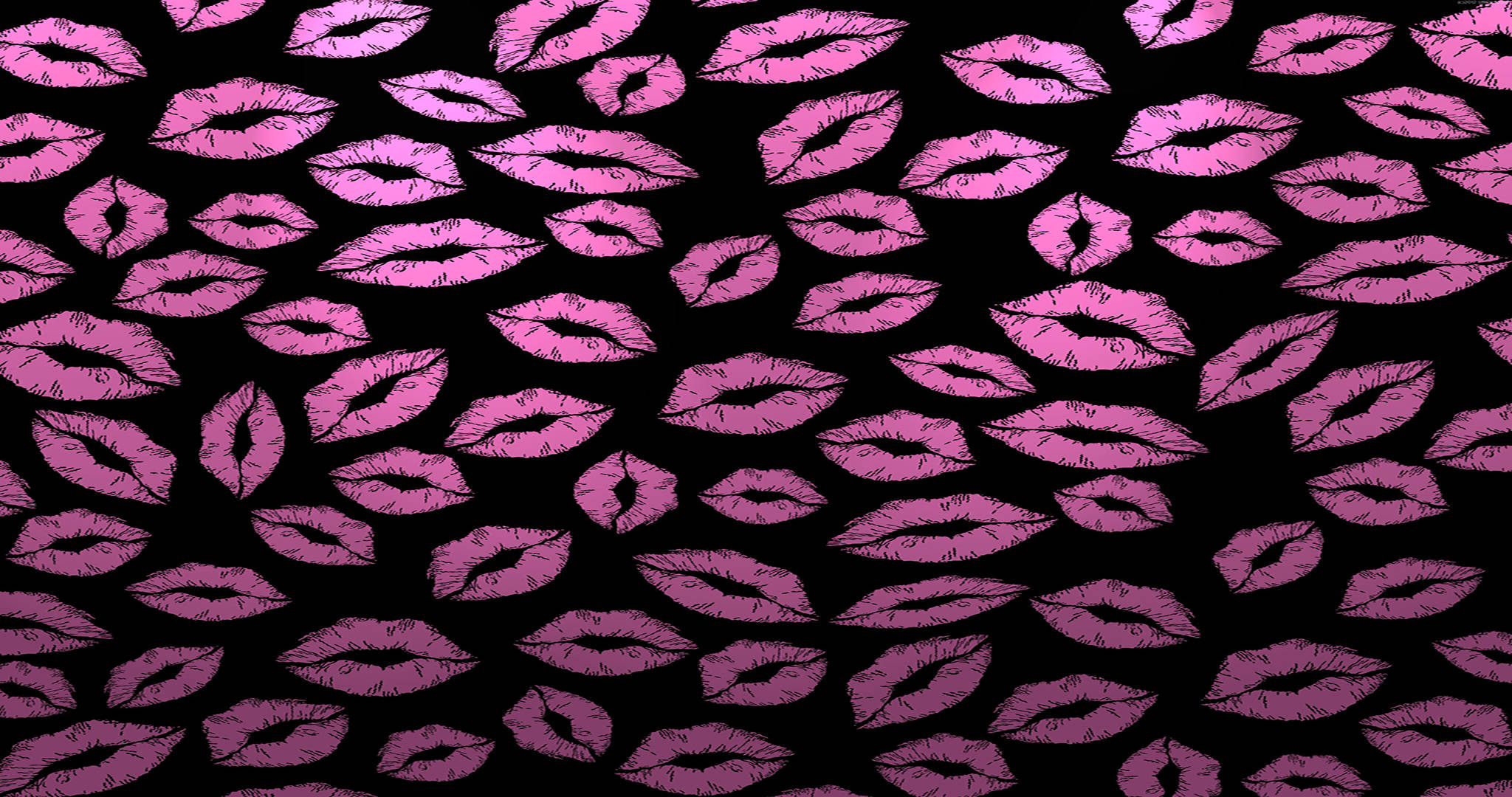 Sort og pink æstetiske læbestiftaftryk Wallpapers