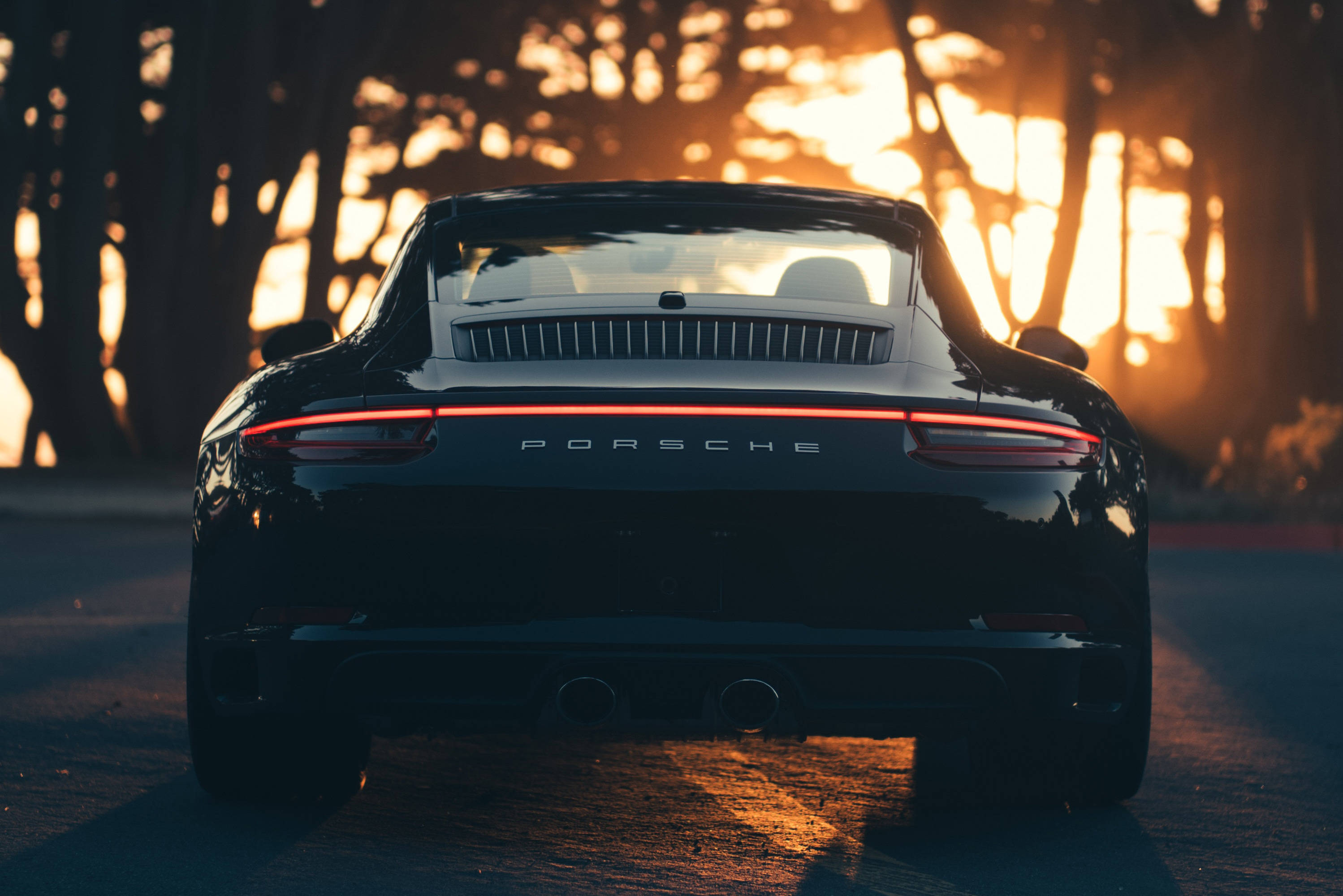 Sort Porsche 911 ser solnedgangen Wallpapers