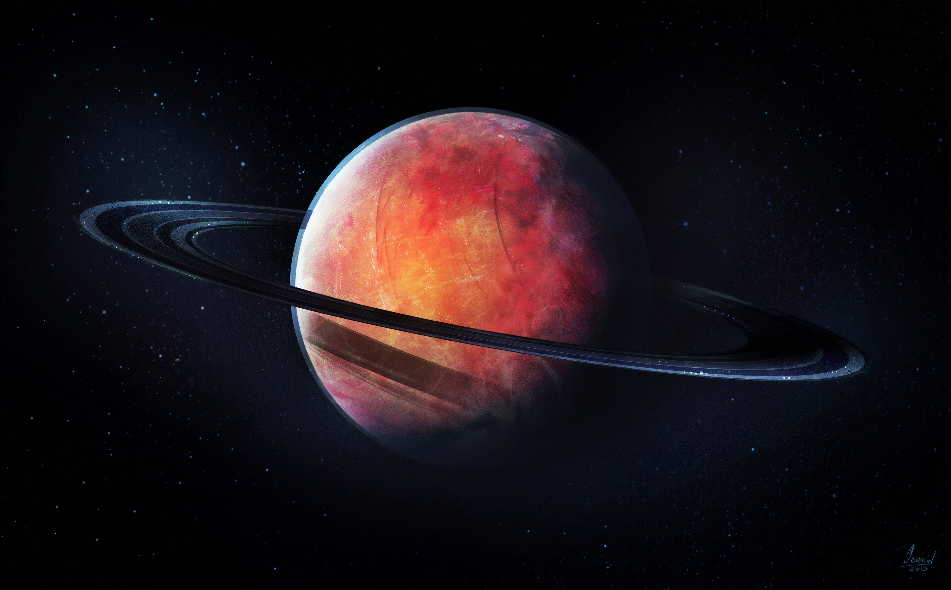 Sort Ring Saturn 4K Wallpapers