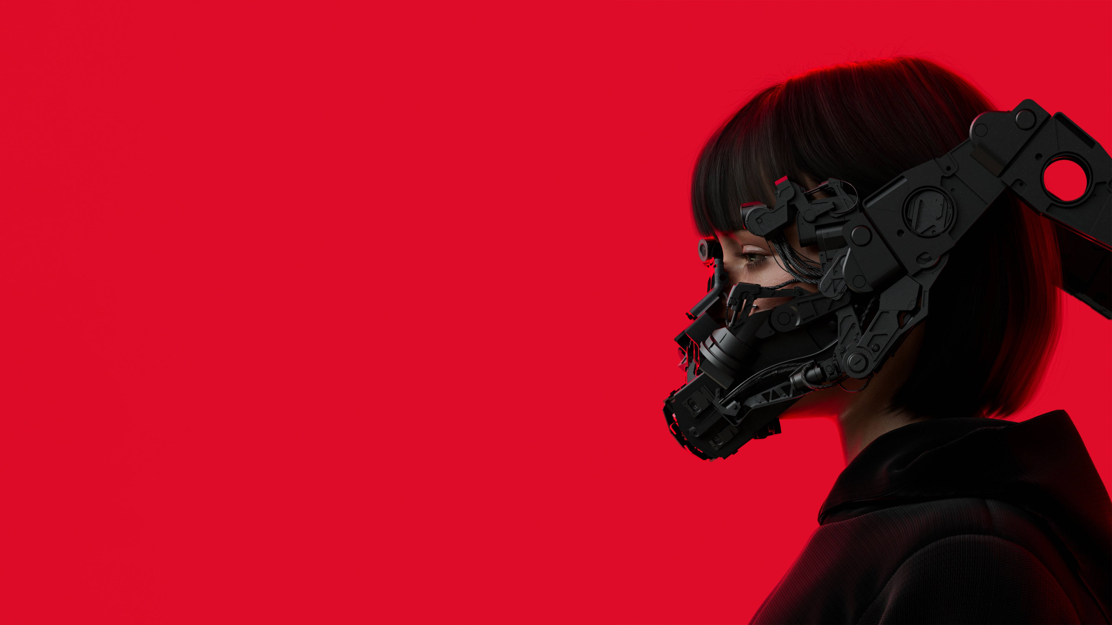Sort Rød 4K Cyberpunk Wallpapers