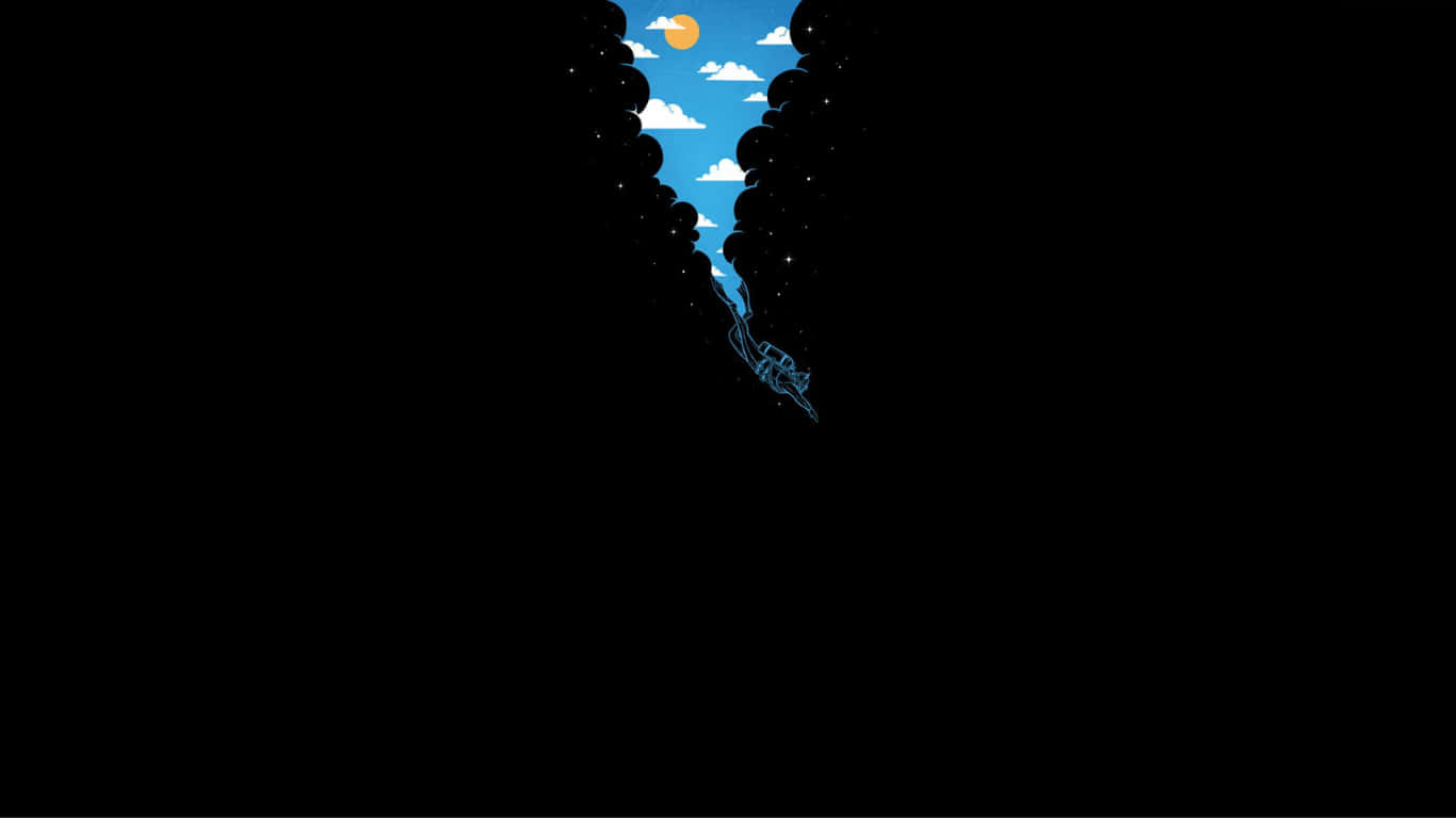 sort skærm med blå himmel og skyer Wallpapers
