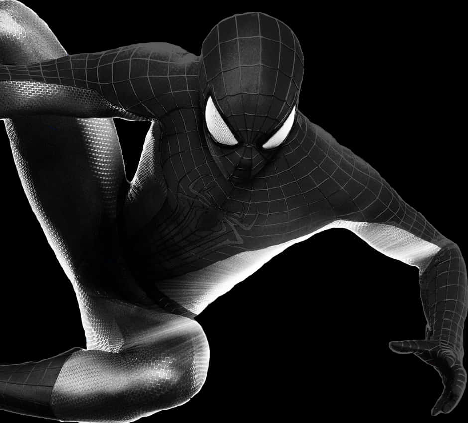 Sort Spiderman-dragt positur Wallpapers