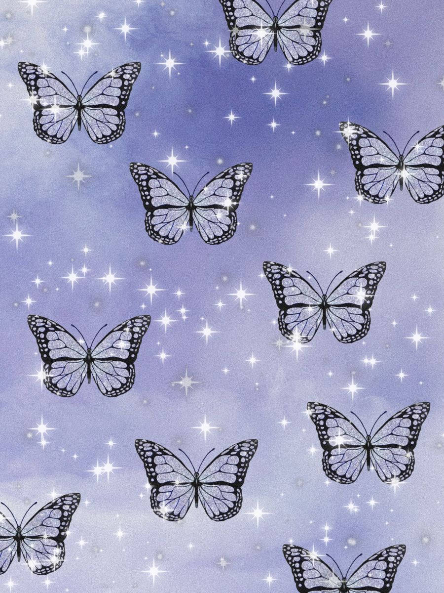 Sorte sommerfugle pastel lilla Wallpapers