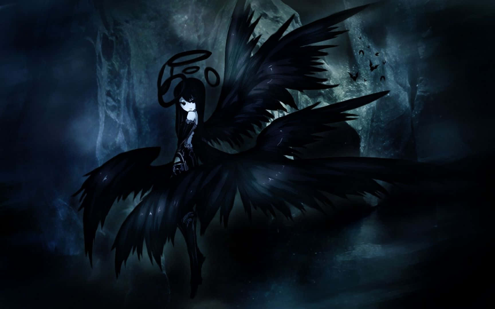 Sortvinget animepige æstetisk pc Wallpapers