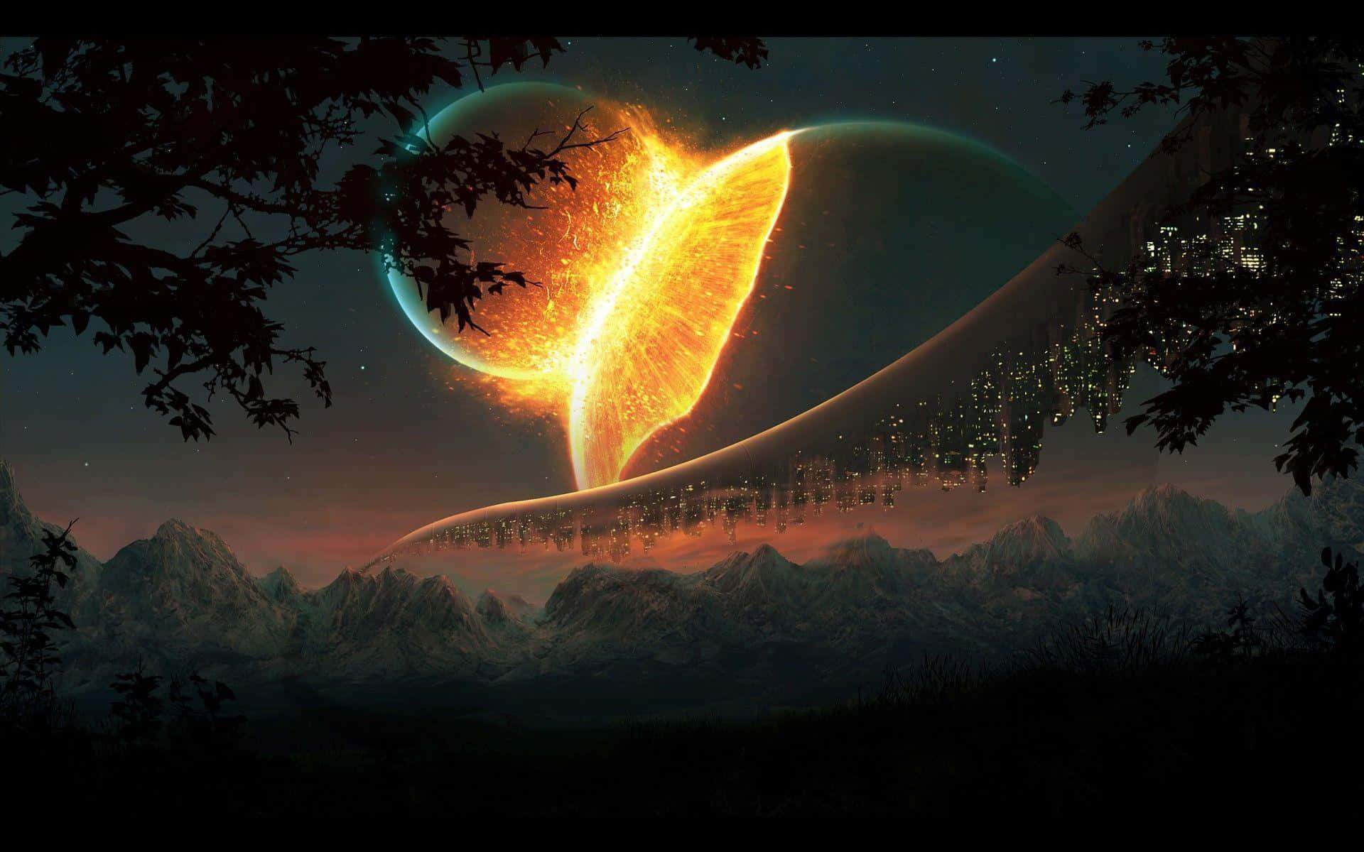 Spektakulær kosmisk kollision i det ydre rum Wallpapers