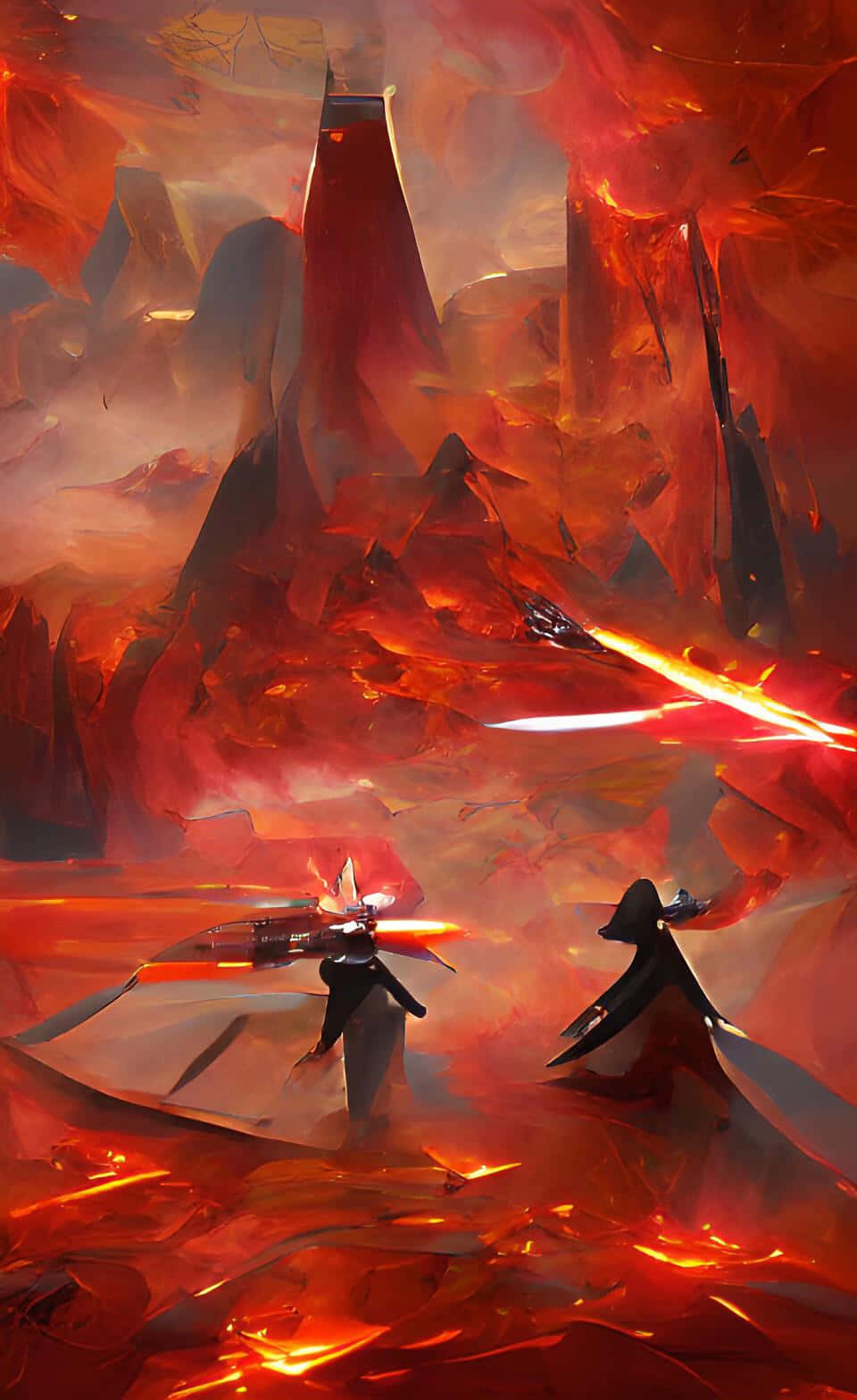 Spektakulær udsigt over det vulkanske Mustafar-landskab Wallpapers