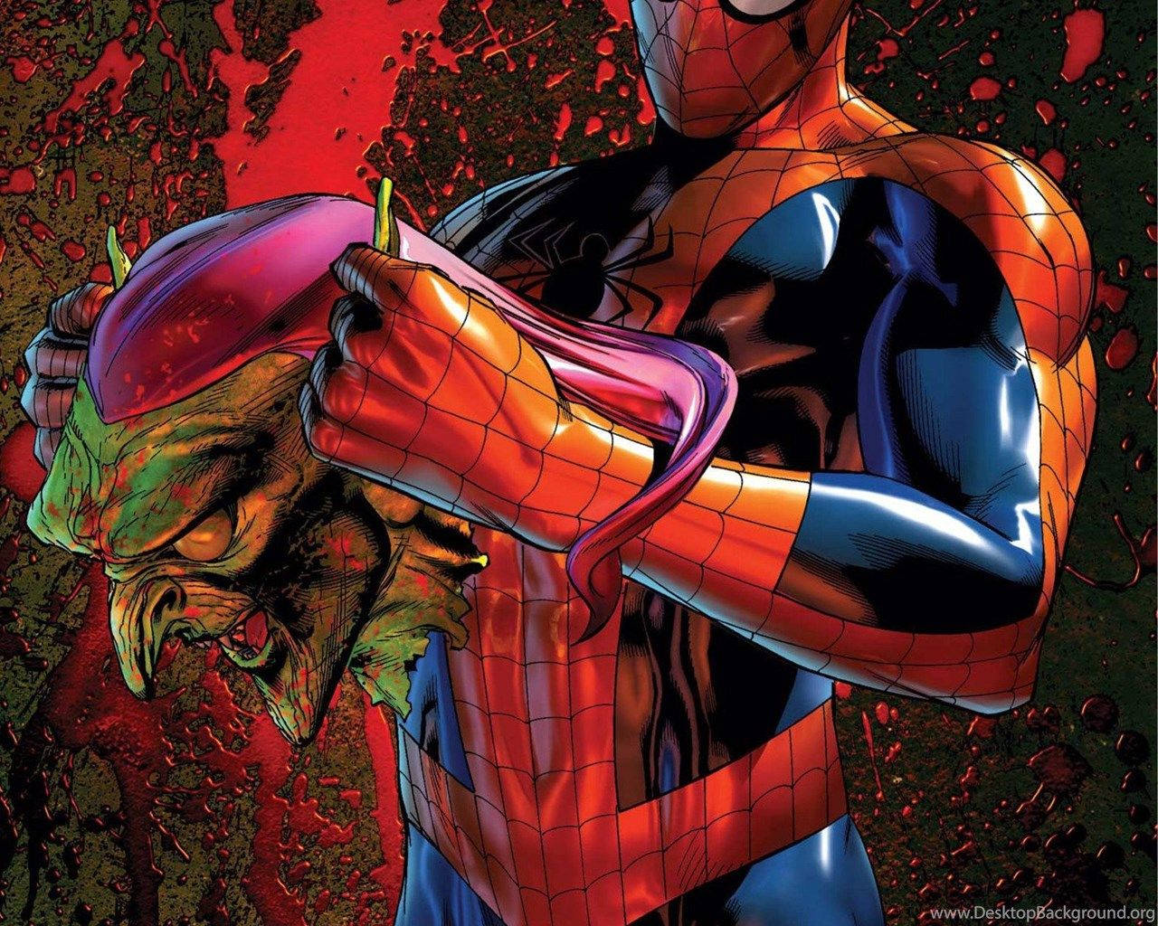 Spider-Man ifører sig Green Goblin-maske i kamp Wallpapers