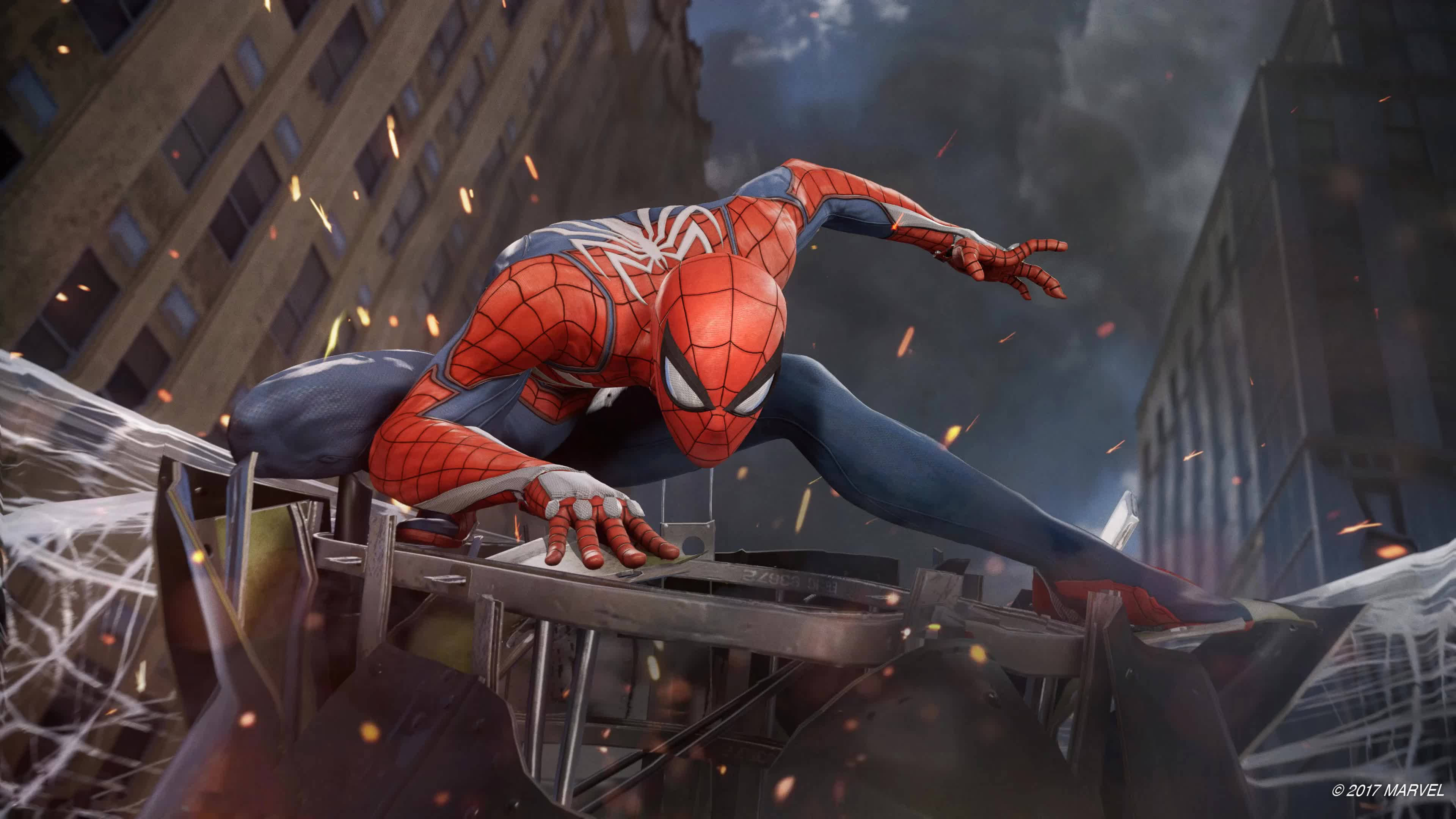 Spider-Man kæmper energisk mod fjender på slagmarken Wallpapers