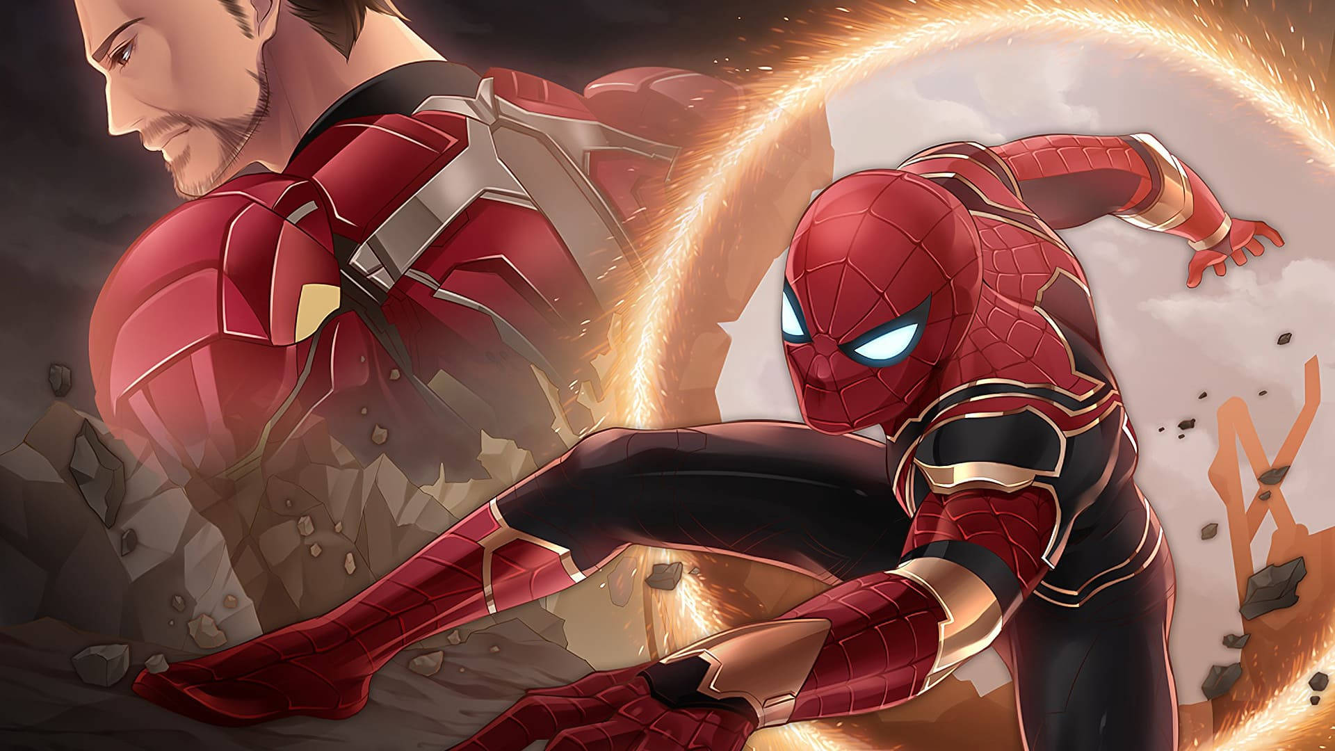 Spider-Man møder Iron Man Wallpapers