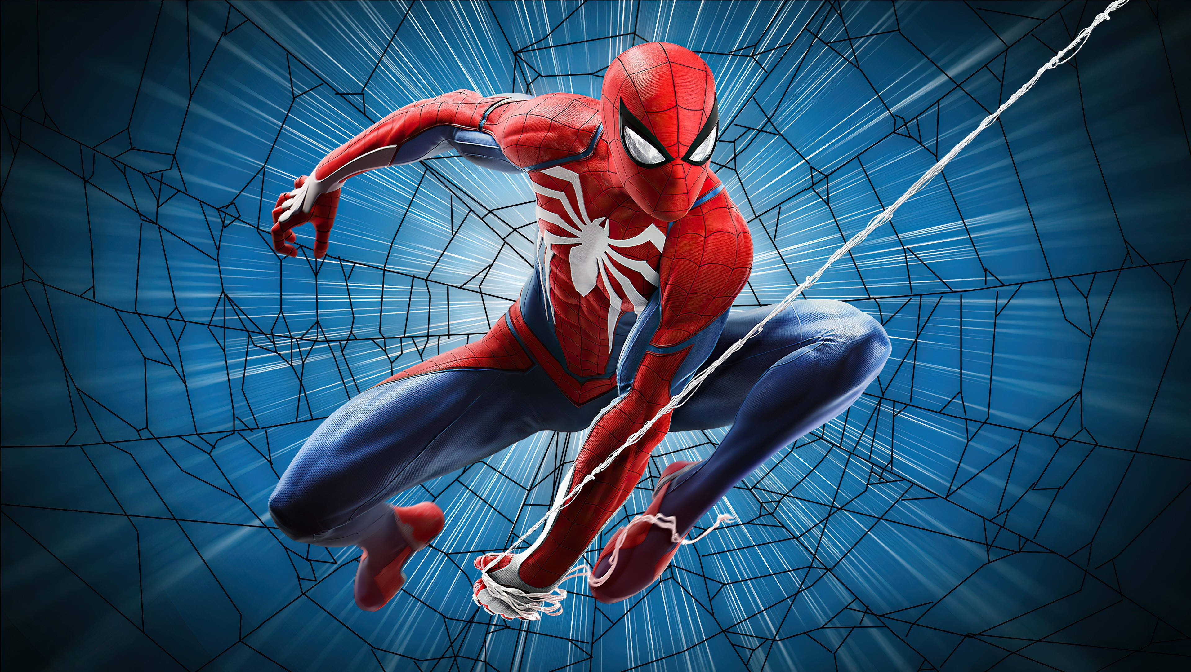 Spider Man Ps4 Blå Skrivebord Wallpapers