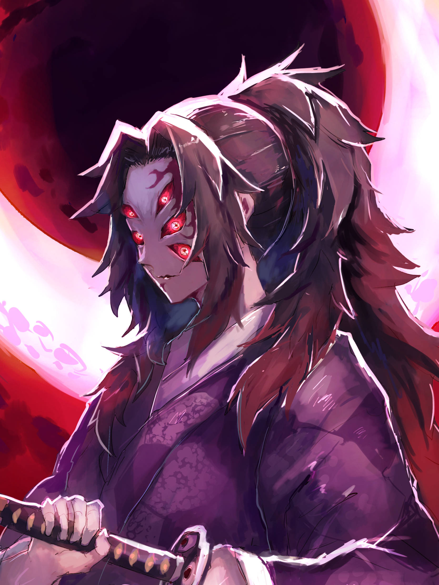 Spændende Kokushibo Demon Slayer iPhone-baggrund Wallpapers