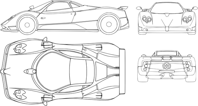 Sportsvogn Blueprint Vektor Wallpapers