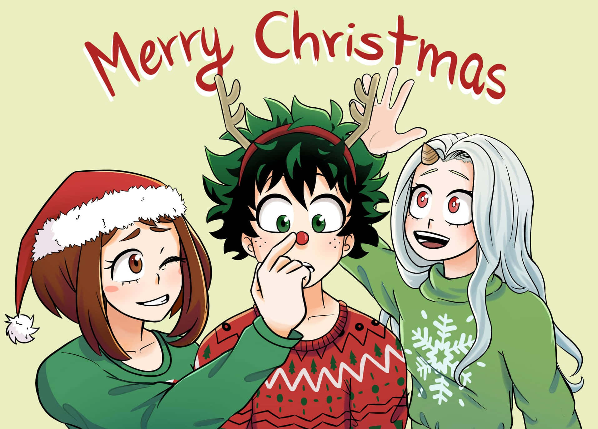 Spred juleglæden med denne livlige anime-julebaggrund! Wallpapers