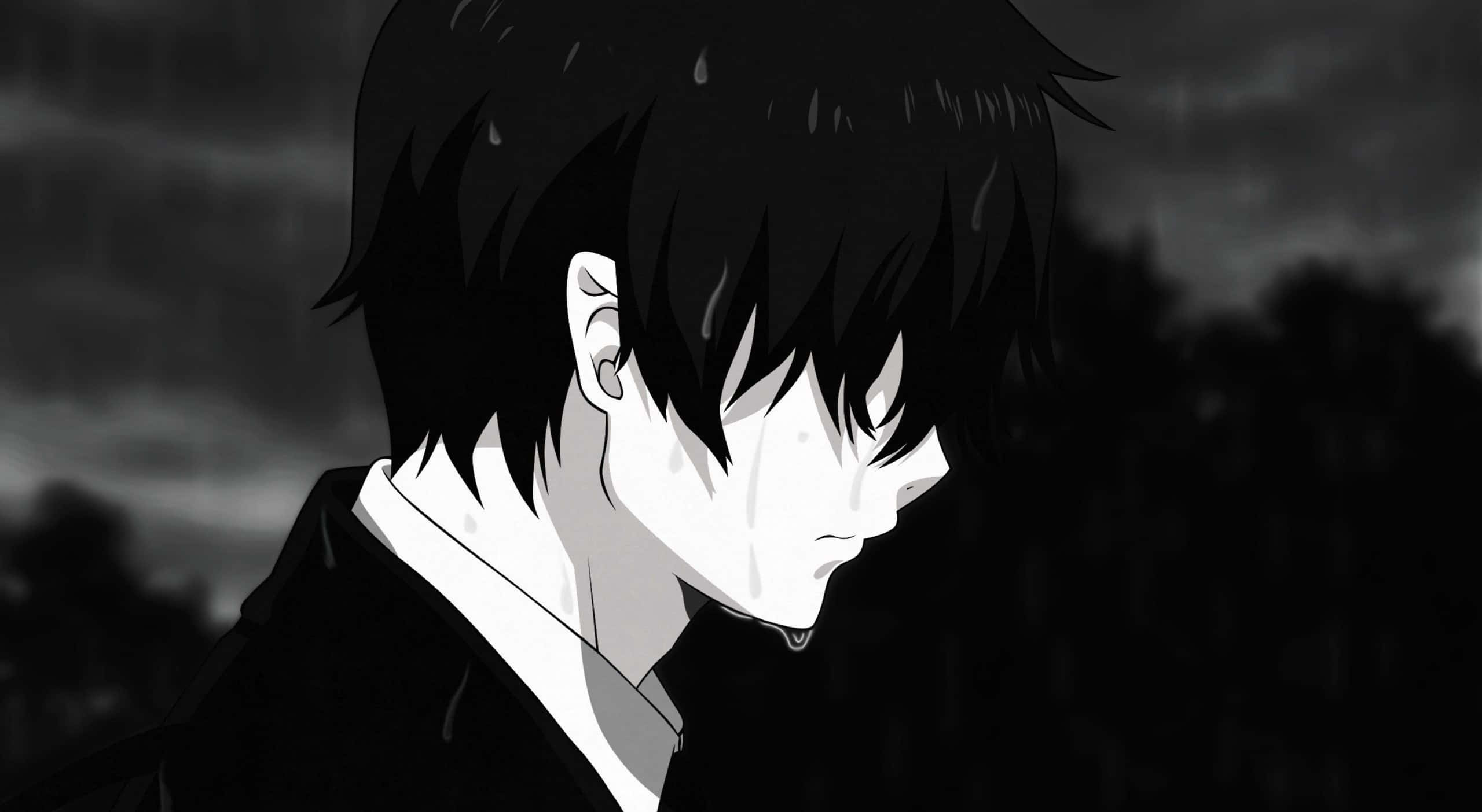 Sørgmodig æstetisk anime-dreng med tårer Wallpapers