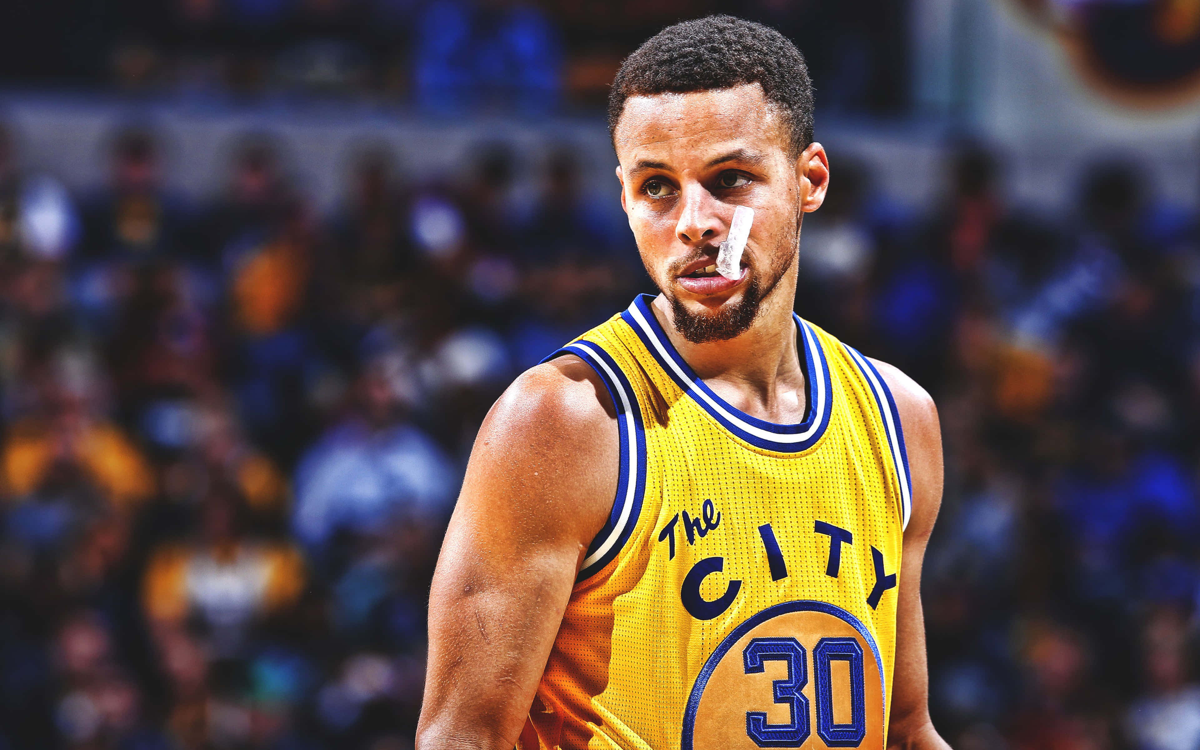 Stephen Curry 4K med mundbeskytter Wallpapers