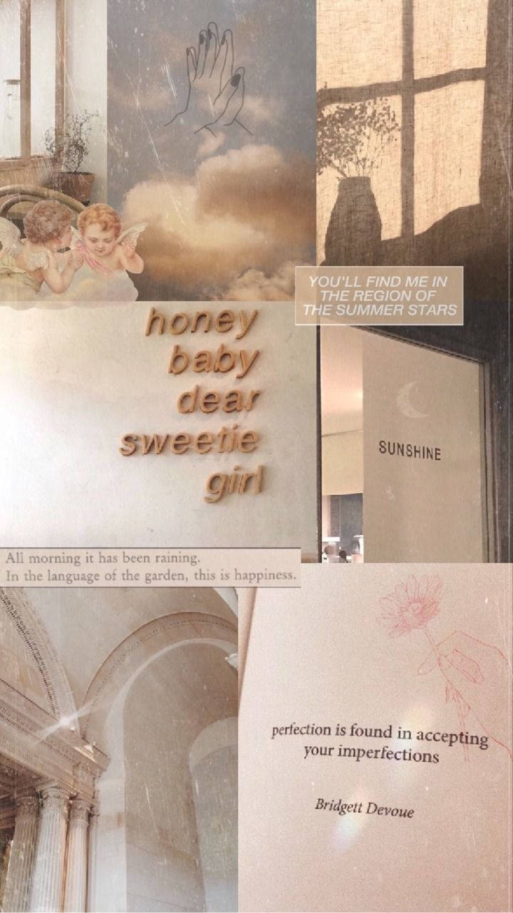 Æstetisk beige inspirerende citat Wallpapers