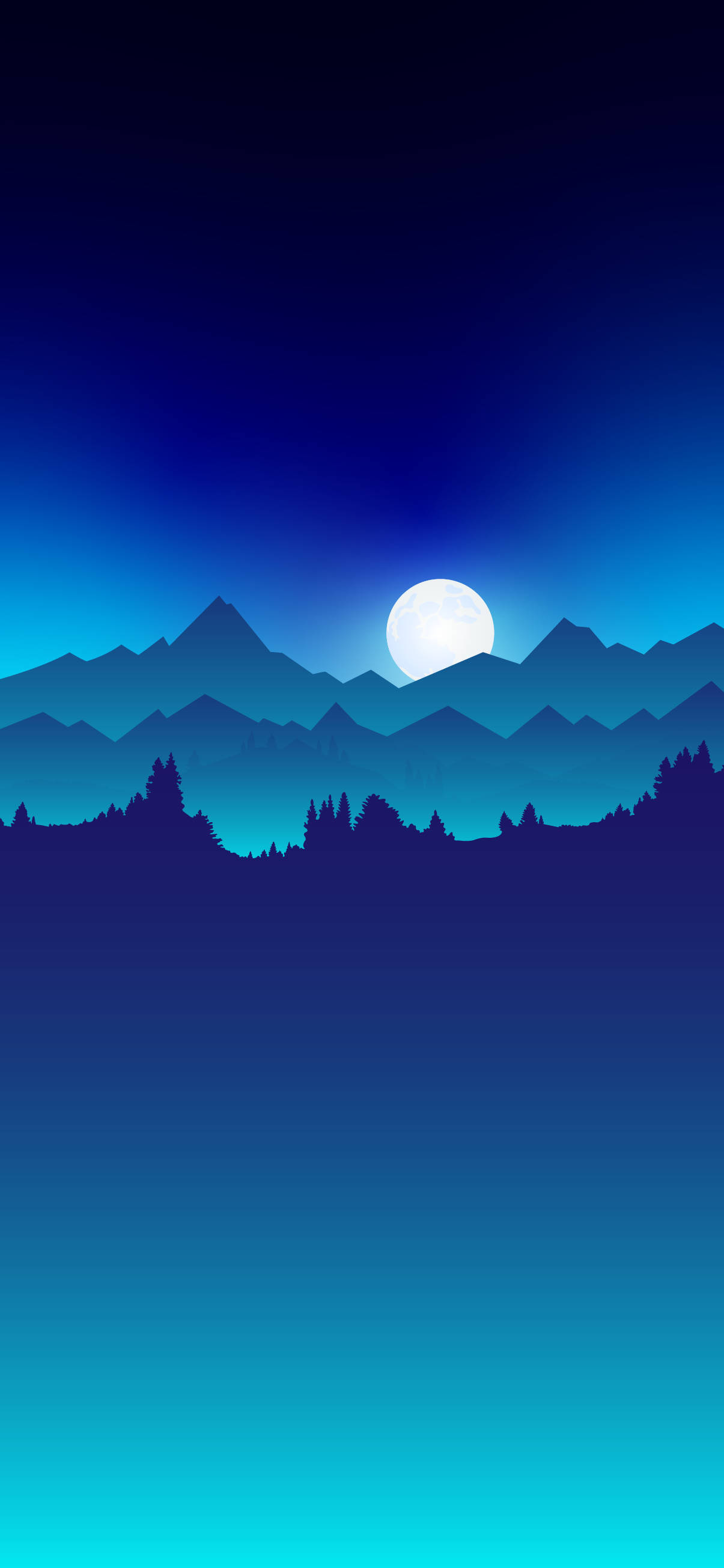 Æstetisk Blåt Bjergmåne Digitalt Wallpapers