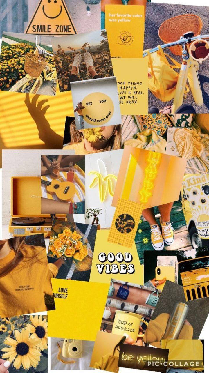 Æstetisk collage gul Wallpapers