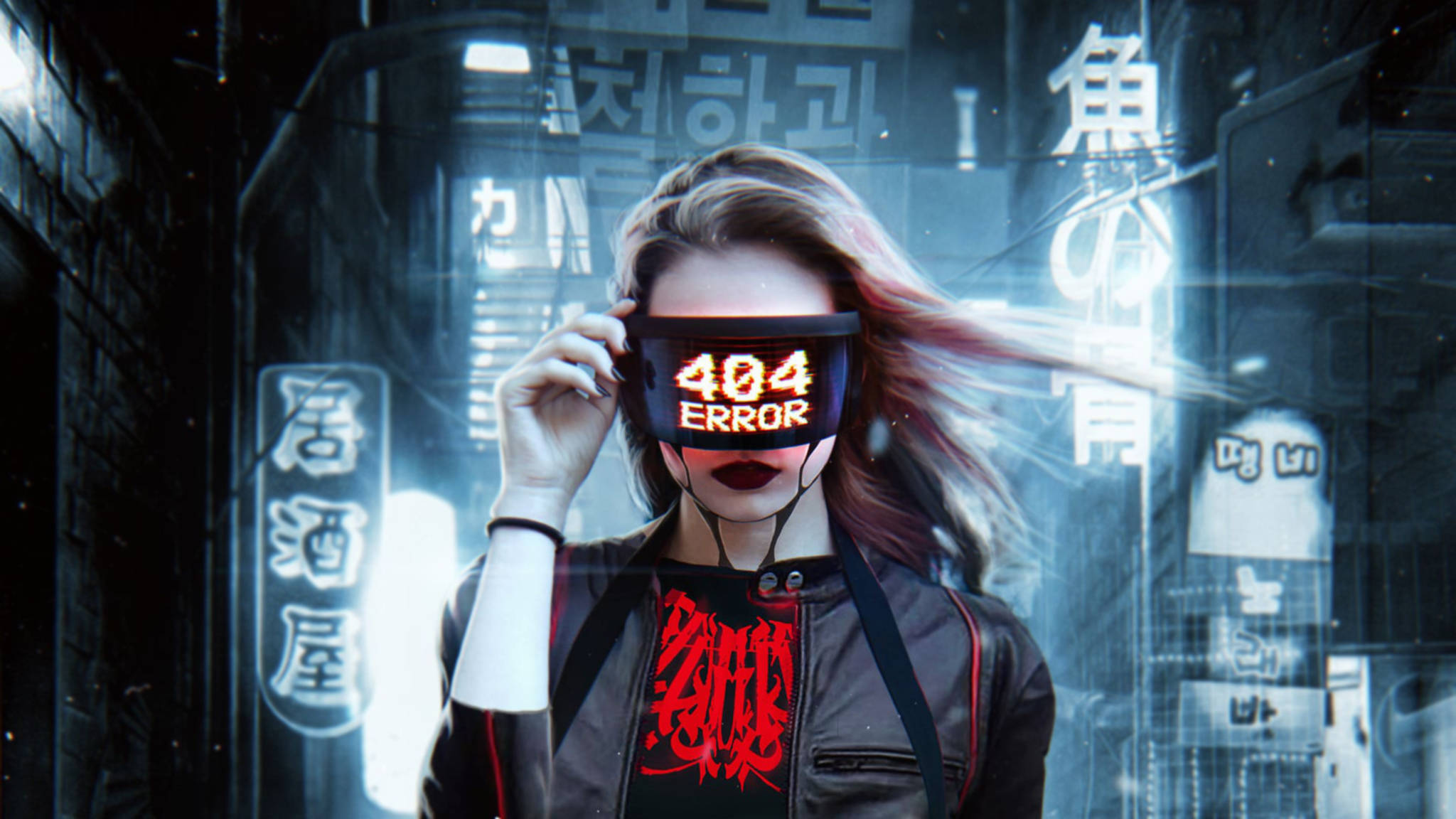 Æstetisk futuristisk cyberpunk skrivebord Wallpapers