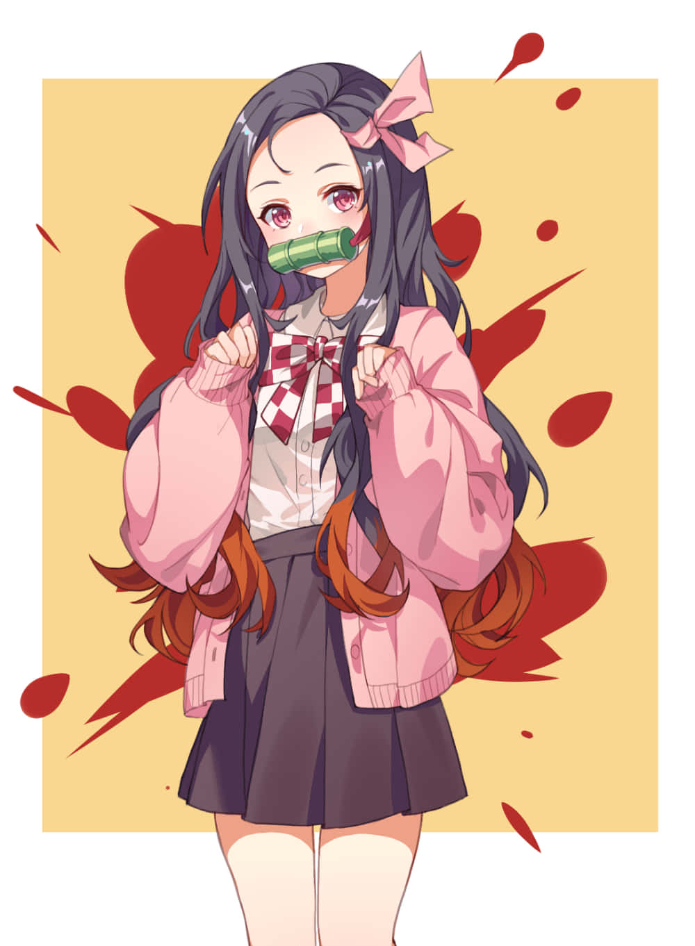 Æstetisk illustration af sød Nezuko Kamado fra Demon Slayer Wallpapers