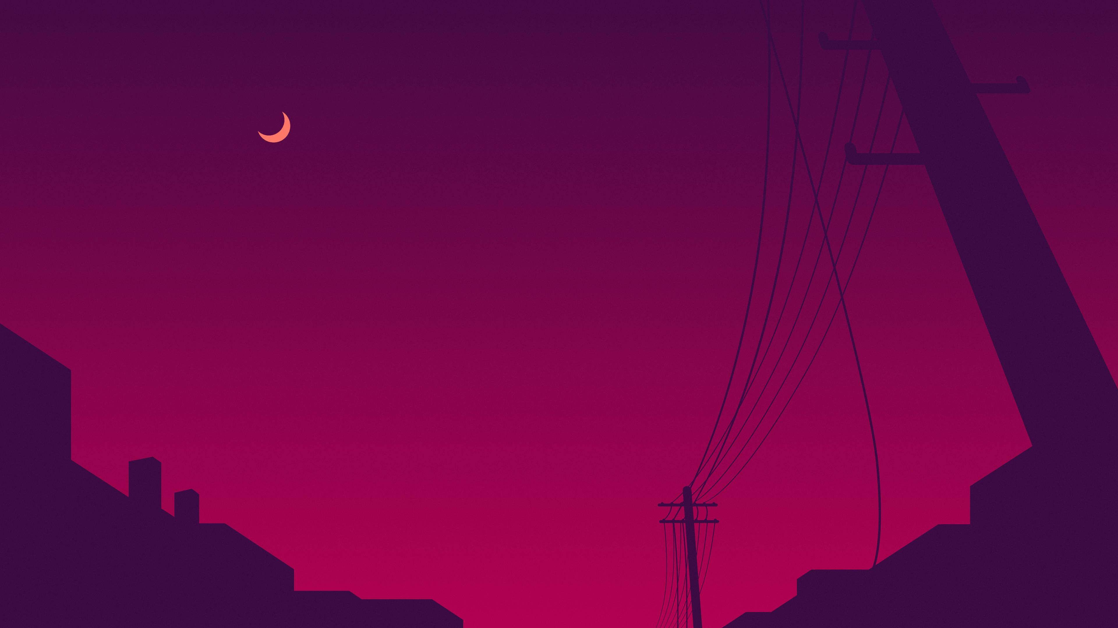 Æstetisk måne over elledningerne Wallpapers