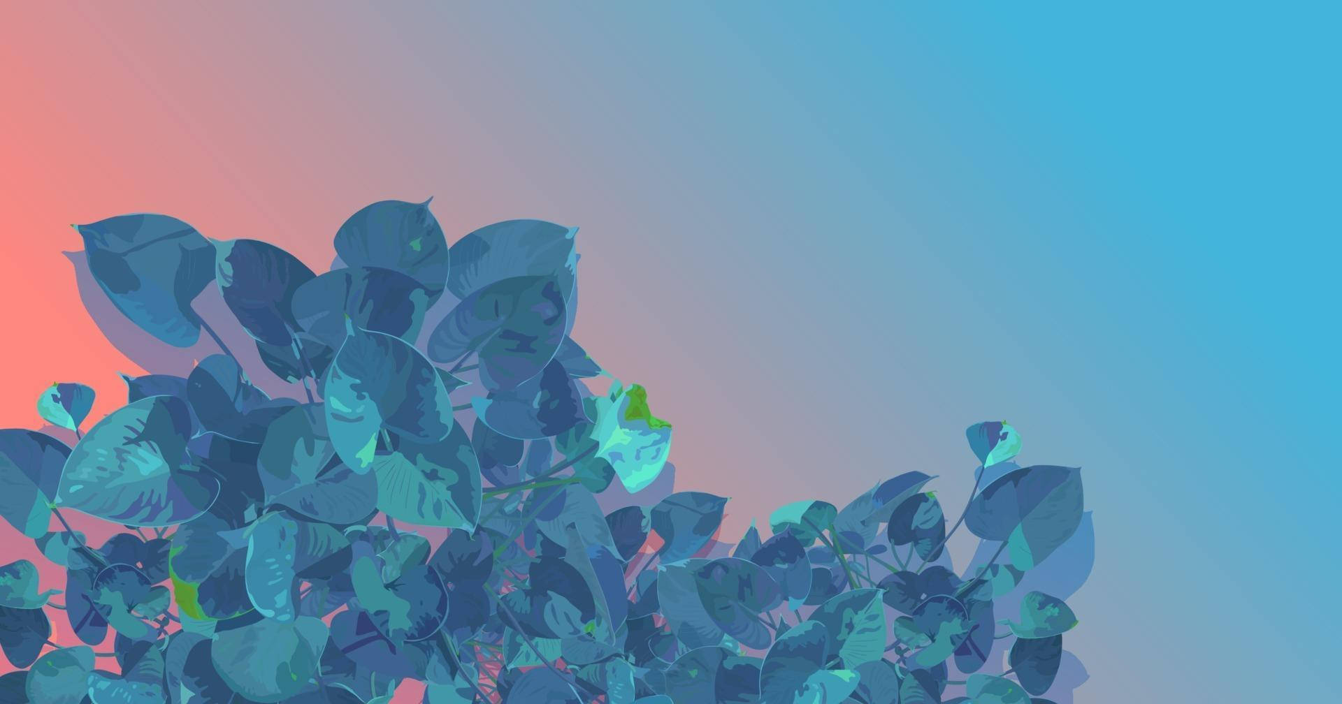 Æstetisk pragt af blå blade Wallpapers
