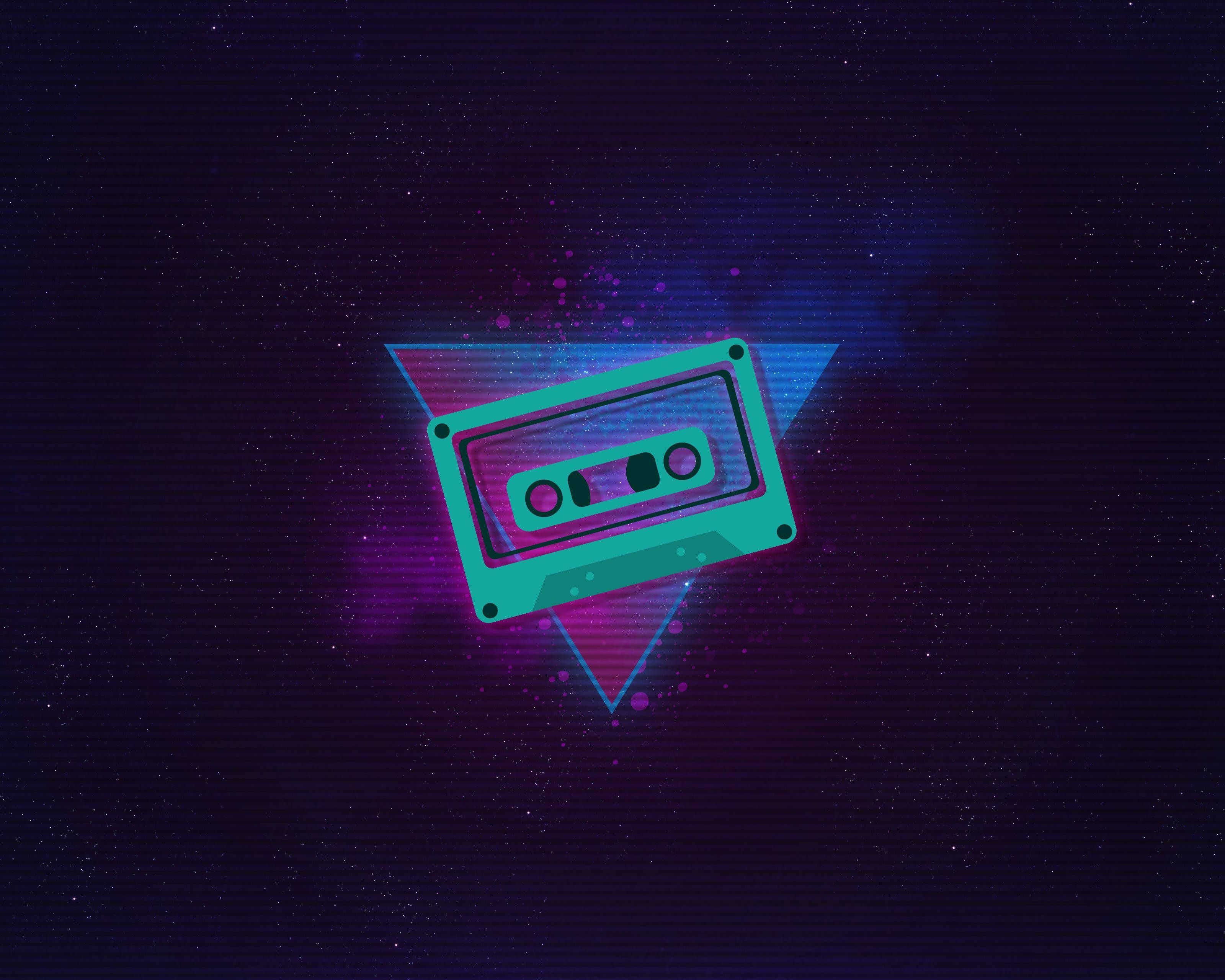 Æstetisk retro neon kassettebånd Wallpapers