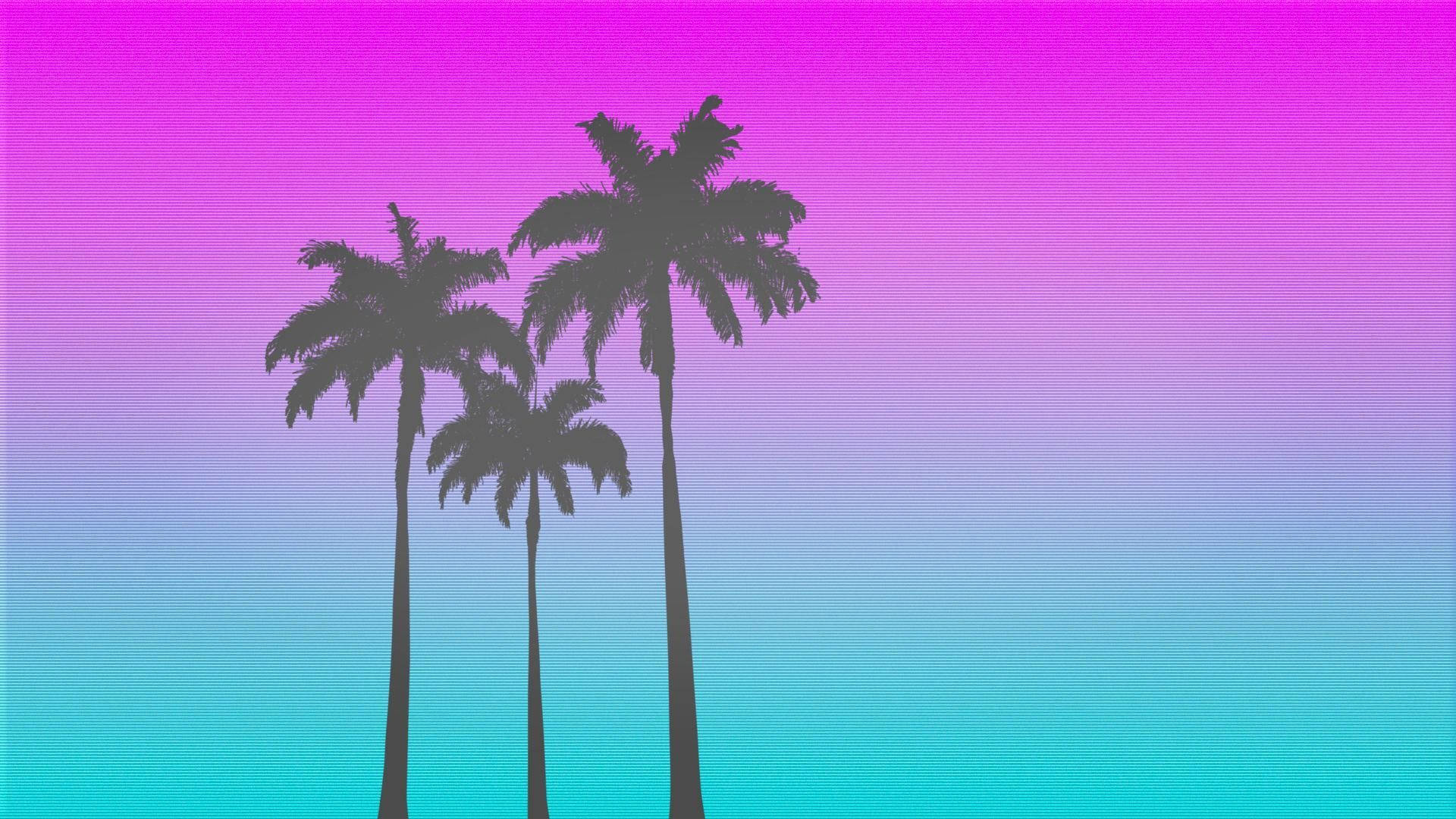 Æstetisk retro sorte palmer Wallpapers