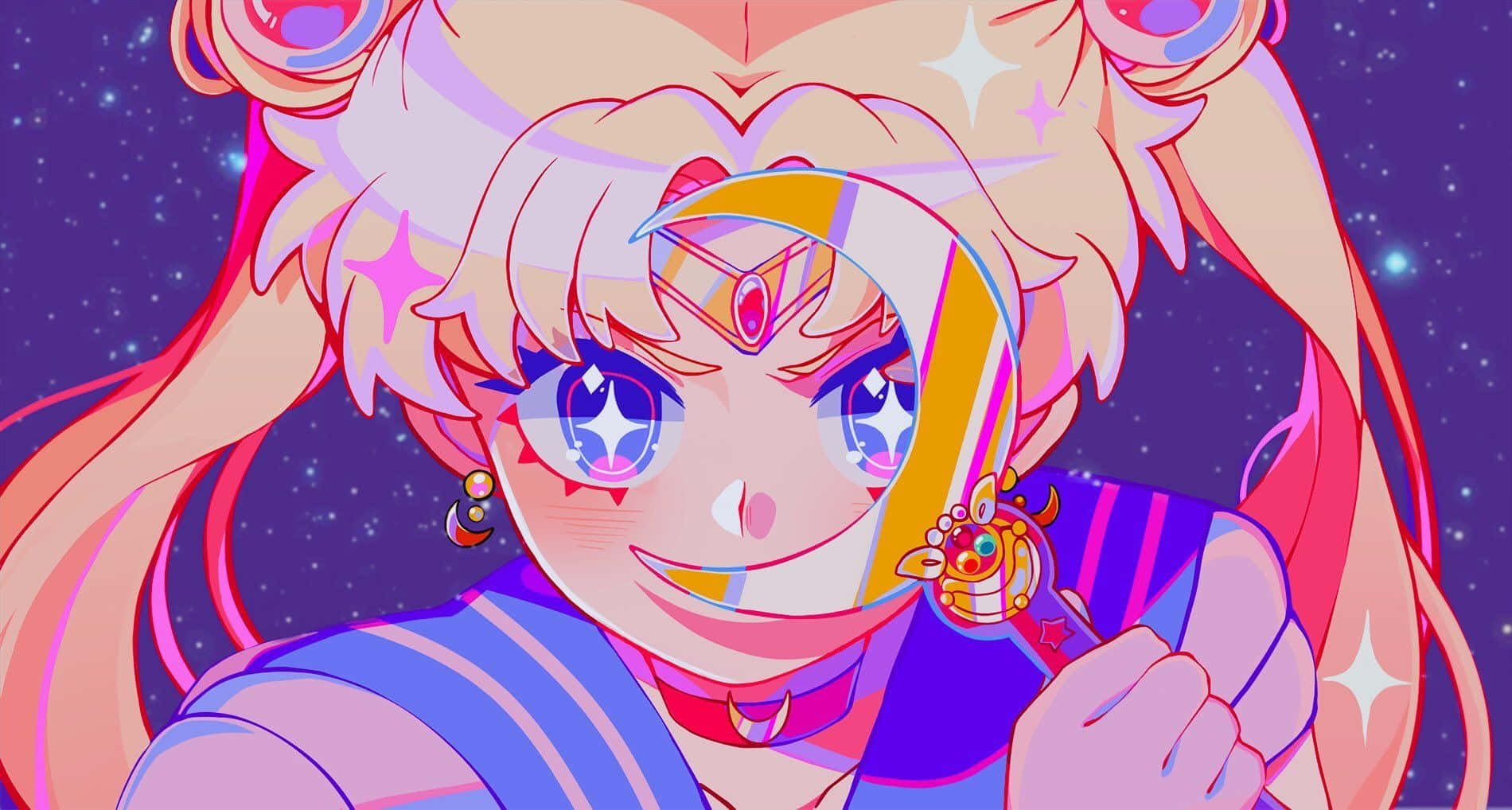 Æstetisk Sailor Moon med lilla glitter Wallpapers