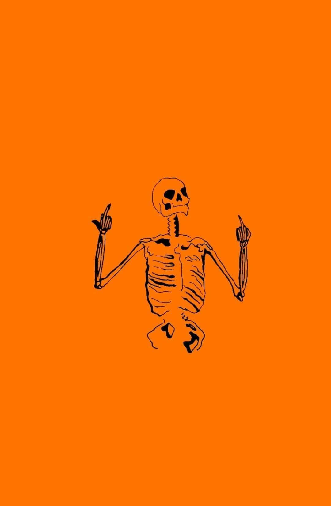 Æstetisk sød Halloween-skelet orange kunst Wallpapers