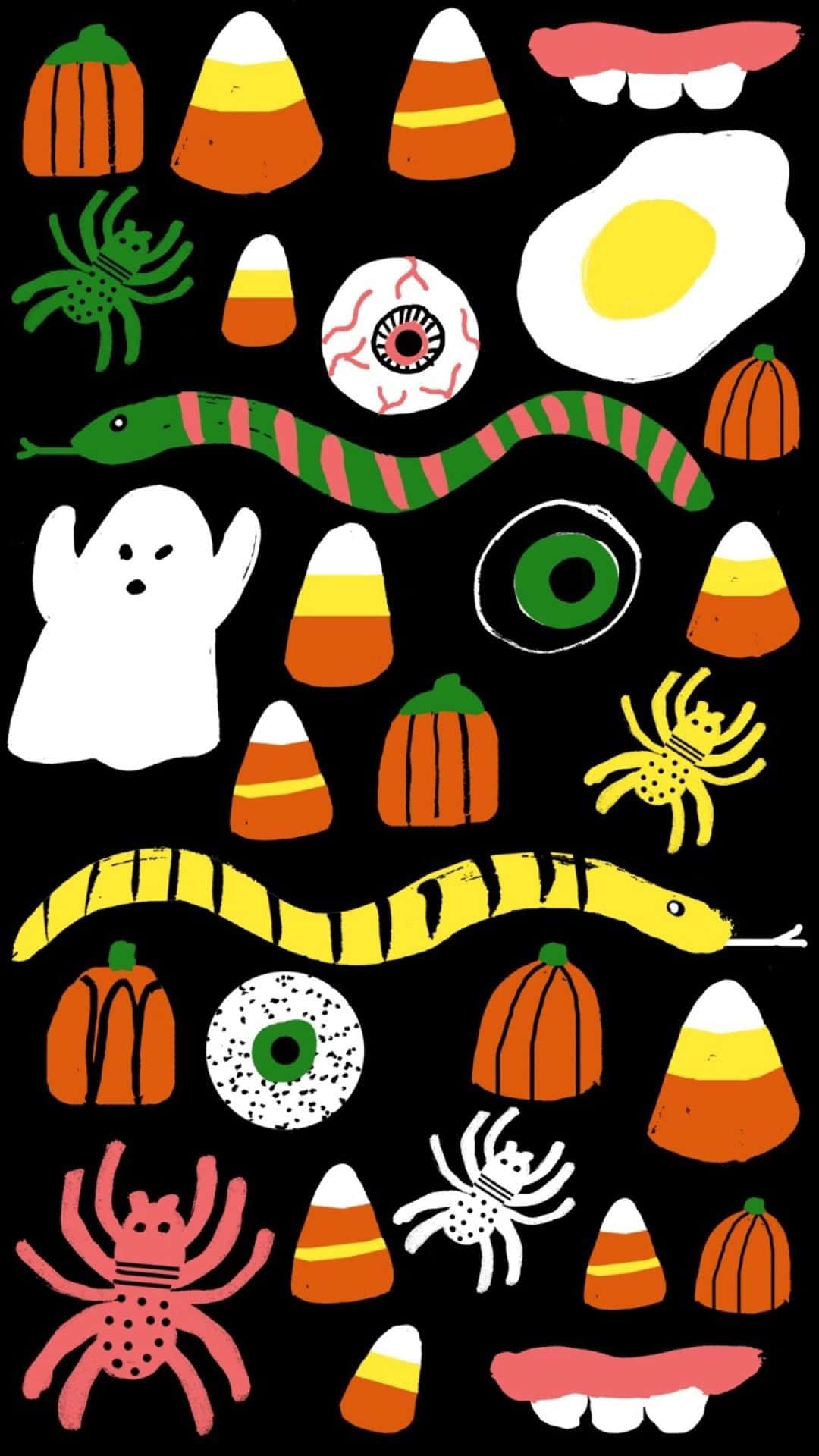 Æstetisk sødt Halloween uhyggeligt ikoner vektorkunst Wallpapers