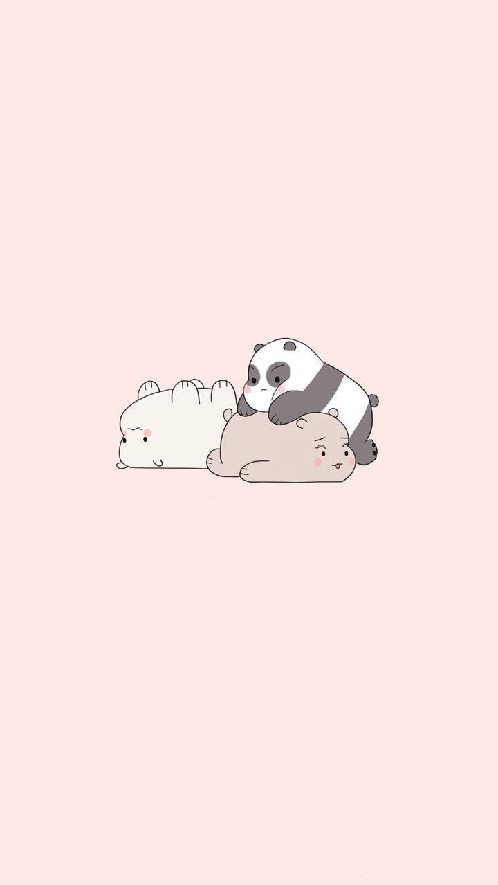Æstetisk tegneserie med We Bare Bears der leger Wallpapers
