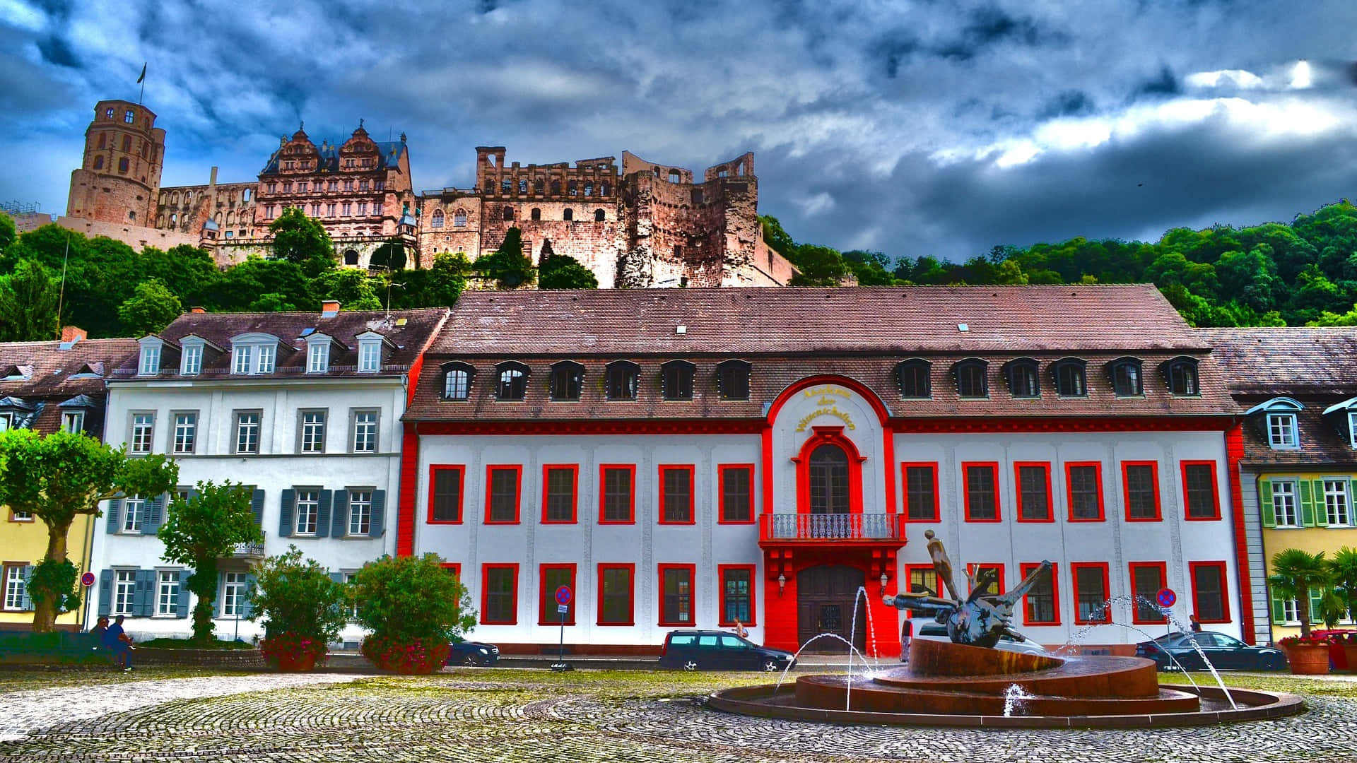 Æstetiske huse neden for Heidelberg Slot Wallpapers