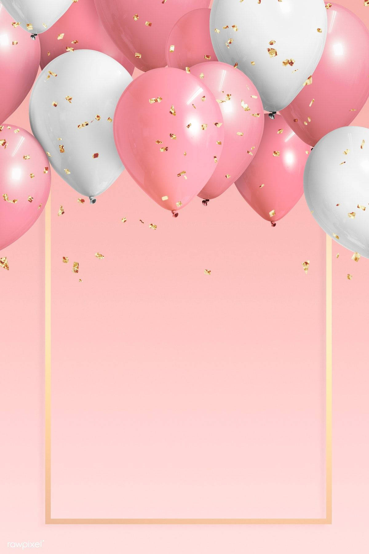 Æstetiske lyserøde balloner til fødselsdag Wallpapers