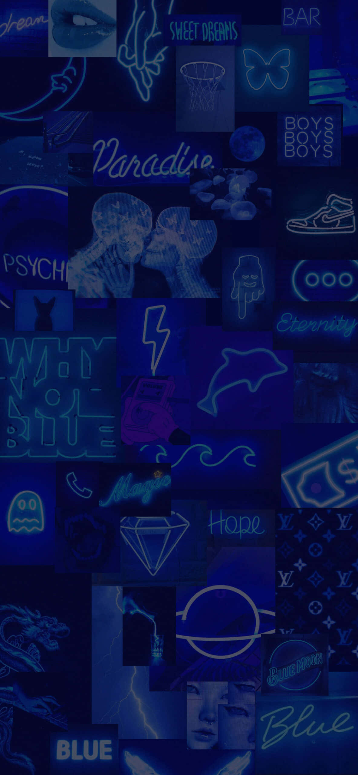 Æstetiske mørke neonblå lysbilleder Wallpapers