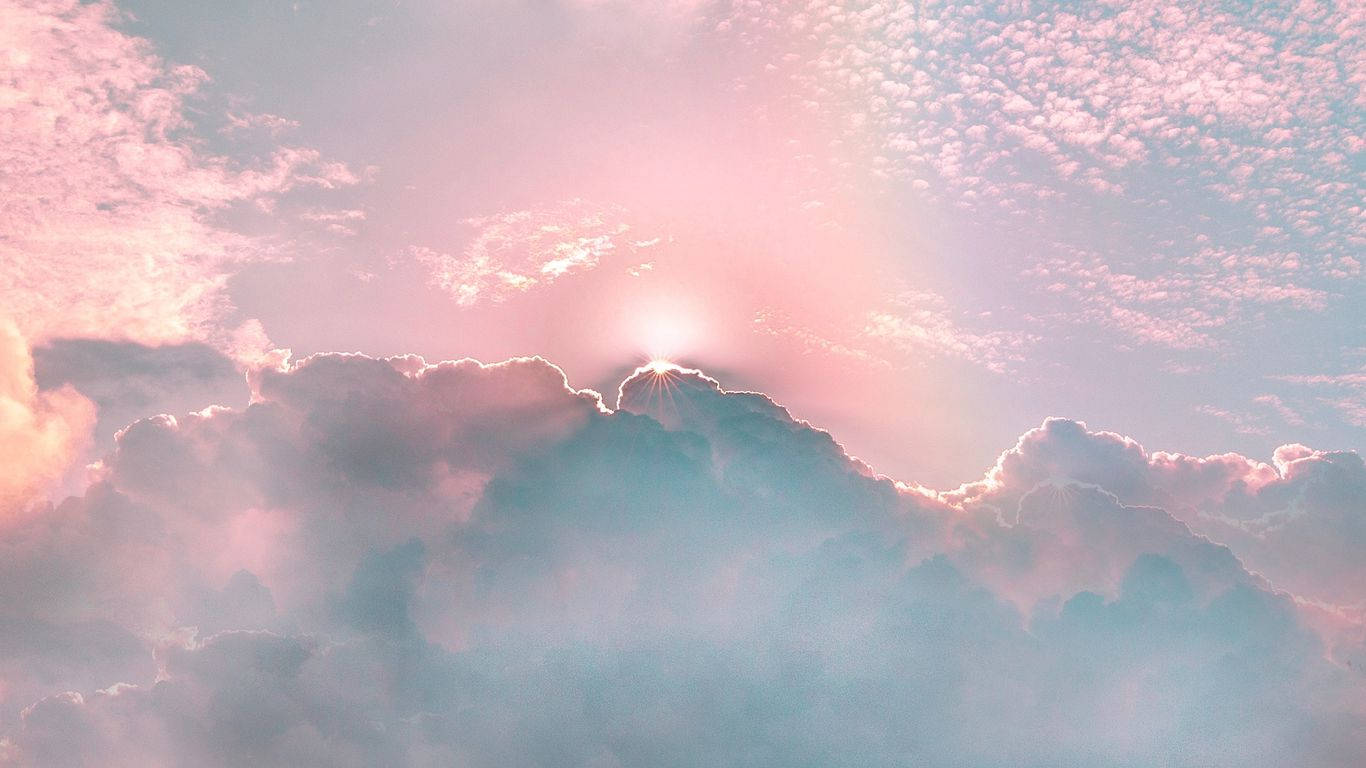 Æstetiske skyer og rosa sollys Wallpapers
