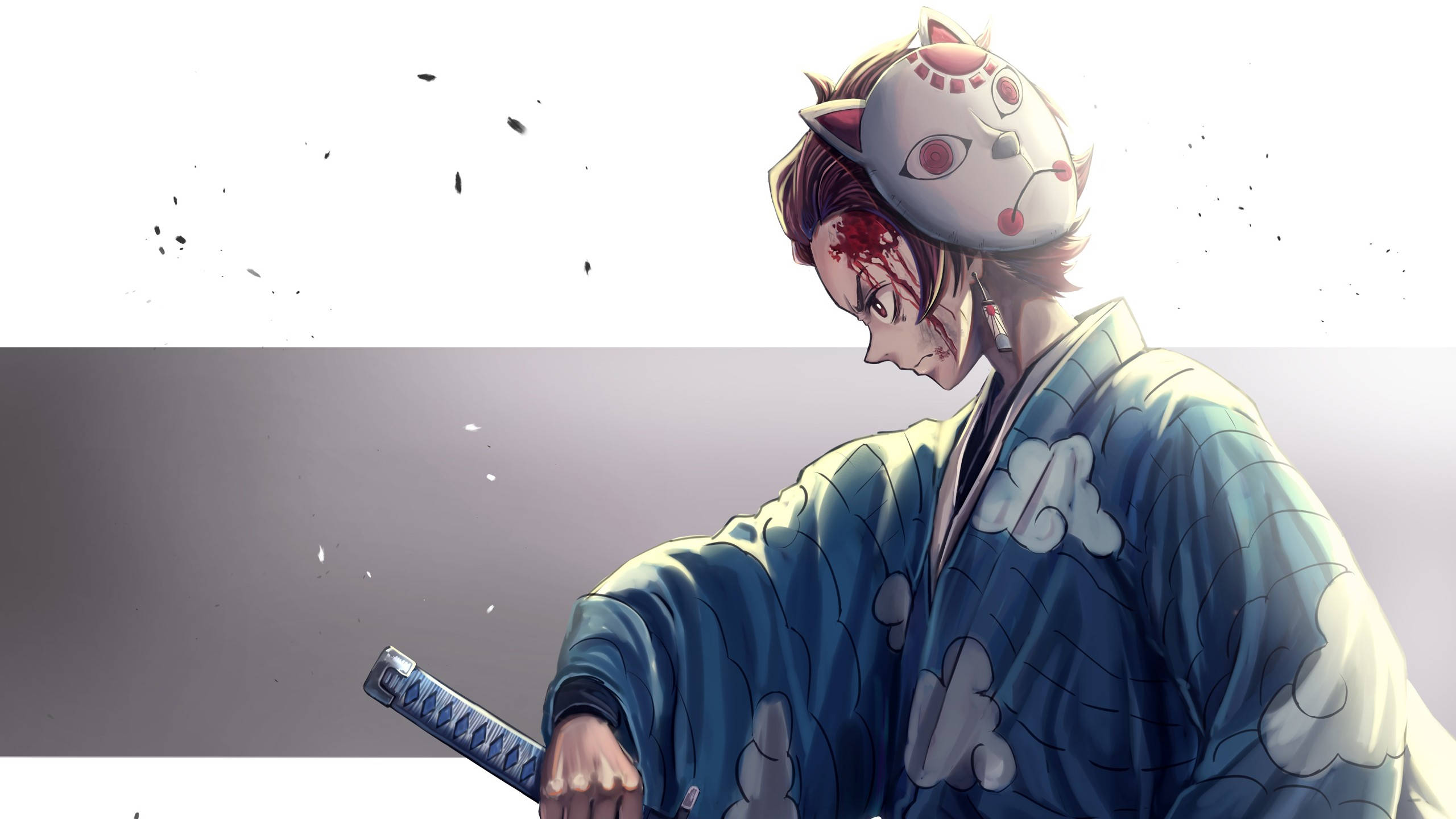 Stiliseret Tanjiro-dæmonmasker fra Demon Slayer Wallpapers