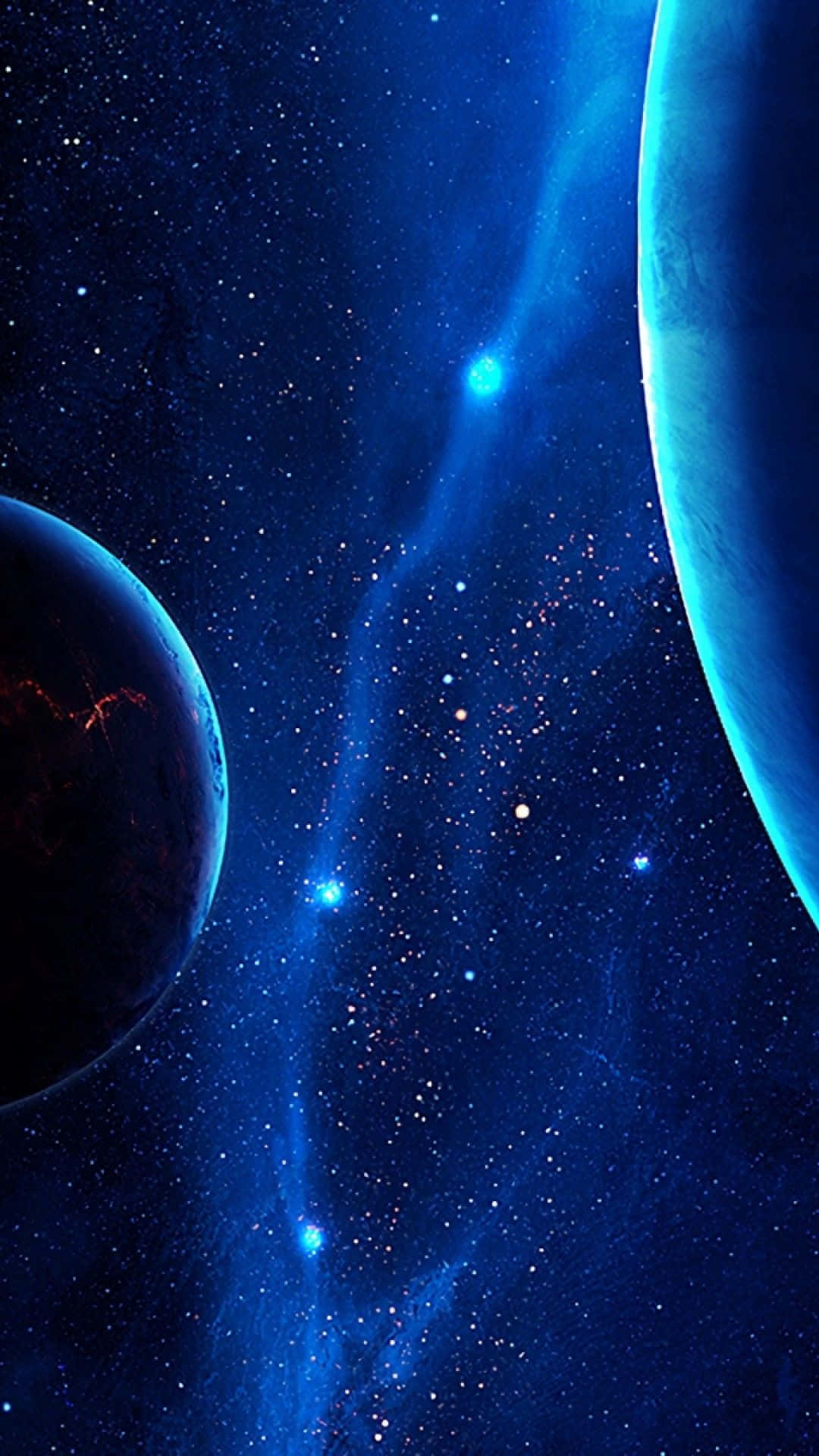 Stjerner, der funklrer i blåt univers iPhone Wallpapers