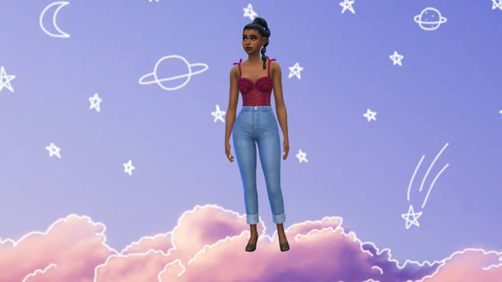 Stjerner, Måne, Space Sims 4 CAS Baggrund Wallpapers