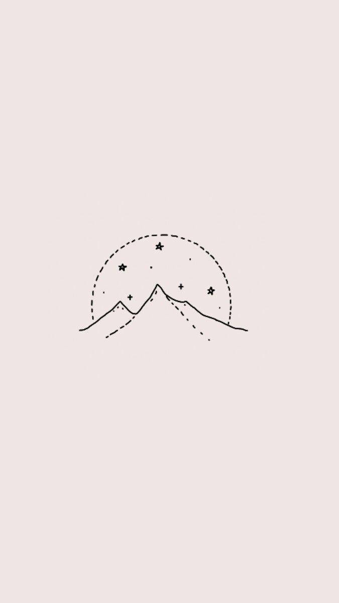 Stjerner og Bjerge Æstetiske Skitser Wallpapers