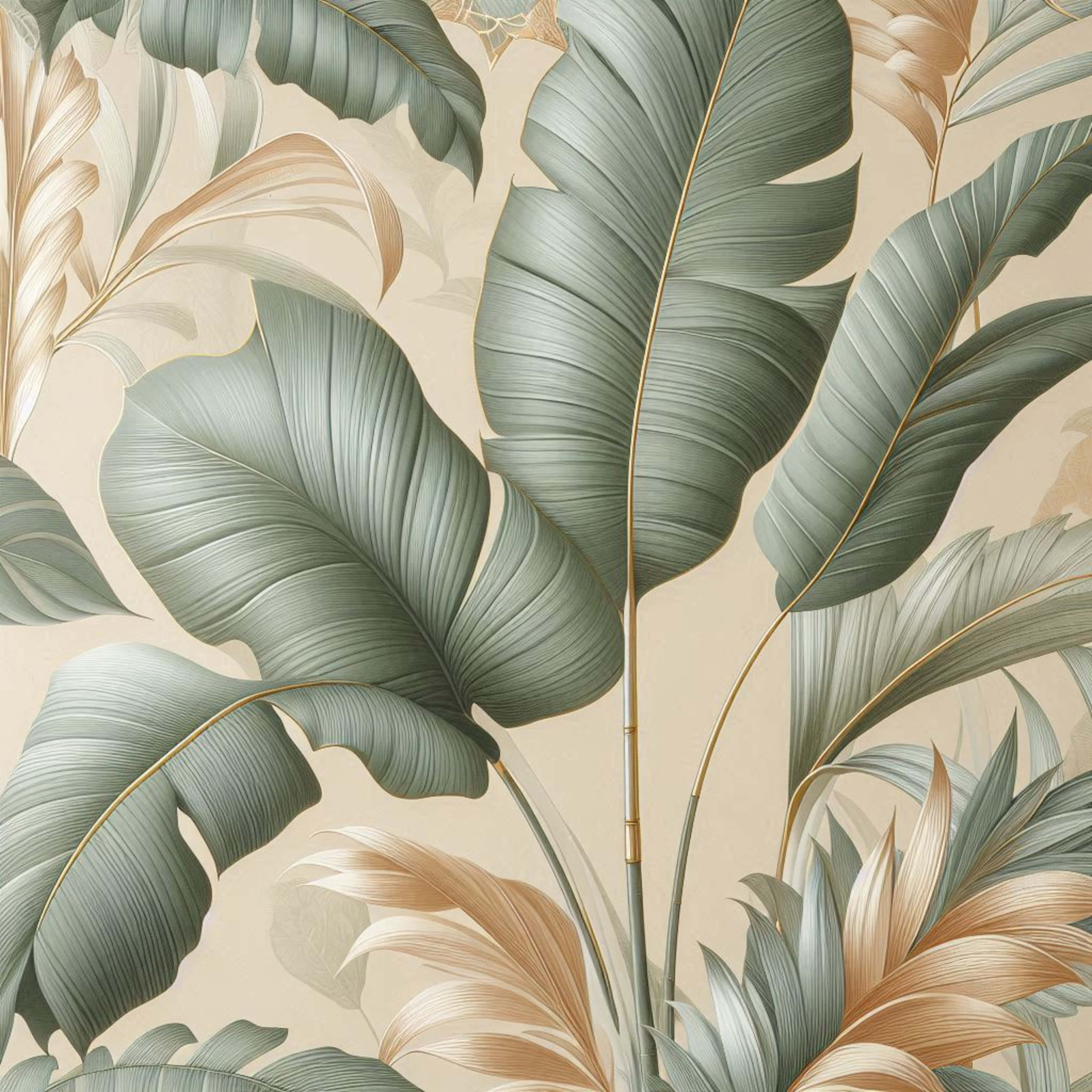 Store eksotiske blade i grønne toner Wallpapers